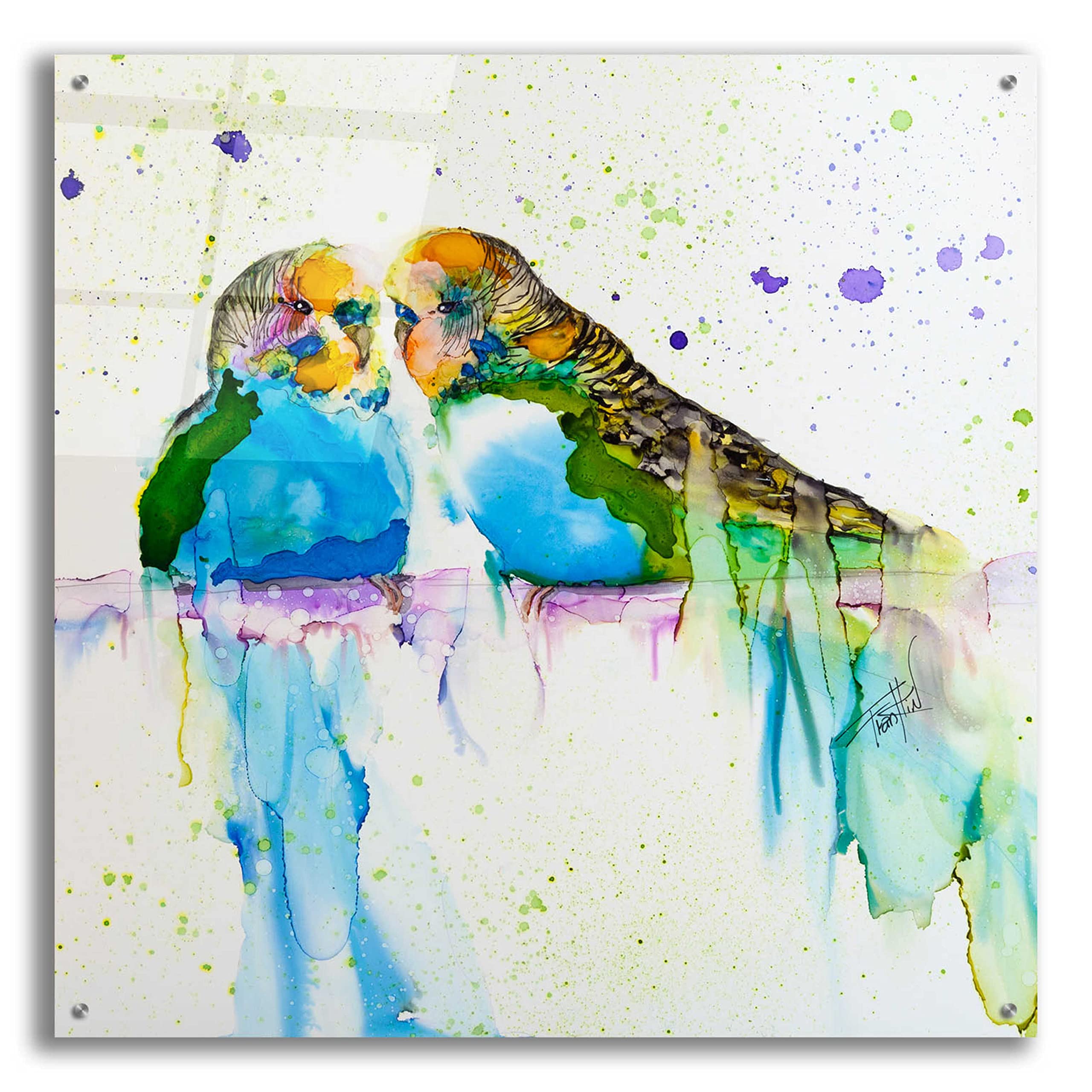 Epic Art 'Have We Met' by Leslie Franklin - 36x36 Inch Acrylic Glass Wall Decor - Modern Abstract Painting for Living Room, Bedroom & Office