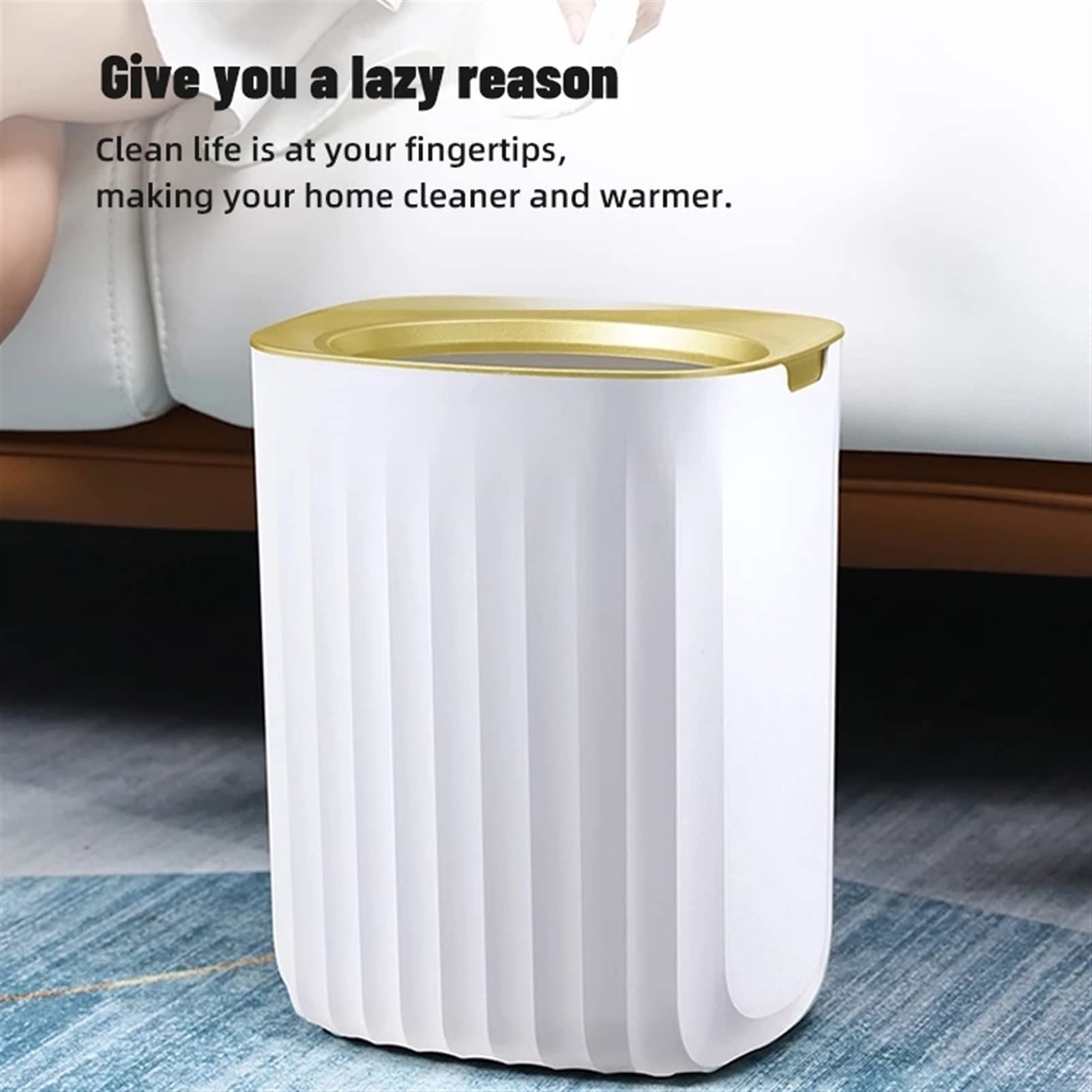 TOMYEUS 15L Stainless Steel Trash Can - Heavy Duty Kitchen Garbage Bin with Lid, Odor-Proof Office Waste Basket for Living Room, Bathroom & Bedroom | Modern Home & Office Waste Disposal Solution
