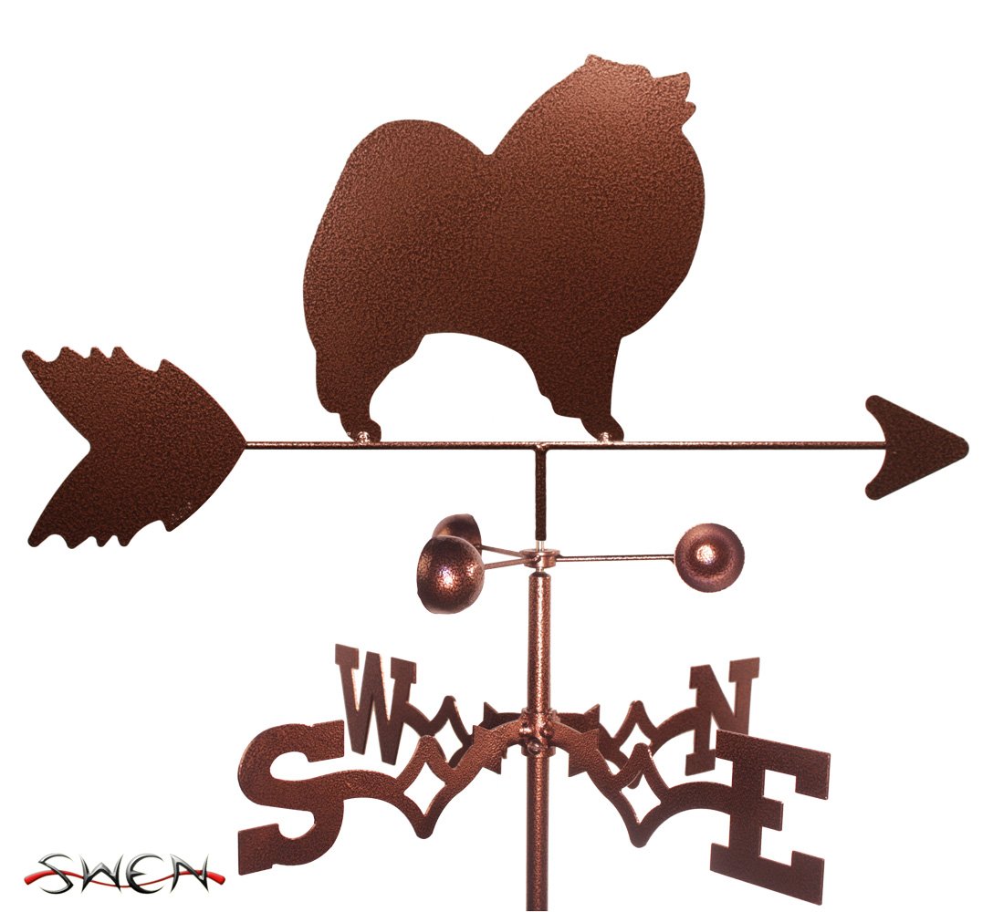 Handmade Keeshond Dog Weathervane - SWEN Products Side Mount Outdoor Decor for Garden, Yard, or Roof - Perfect for Pet Lovers & Home Decoration
