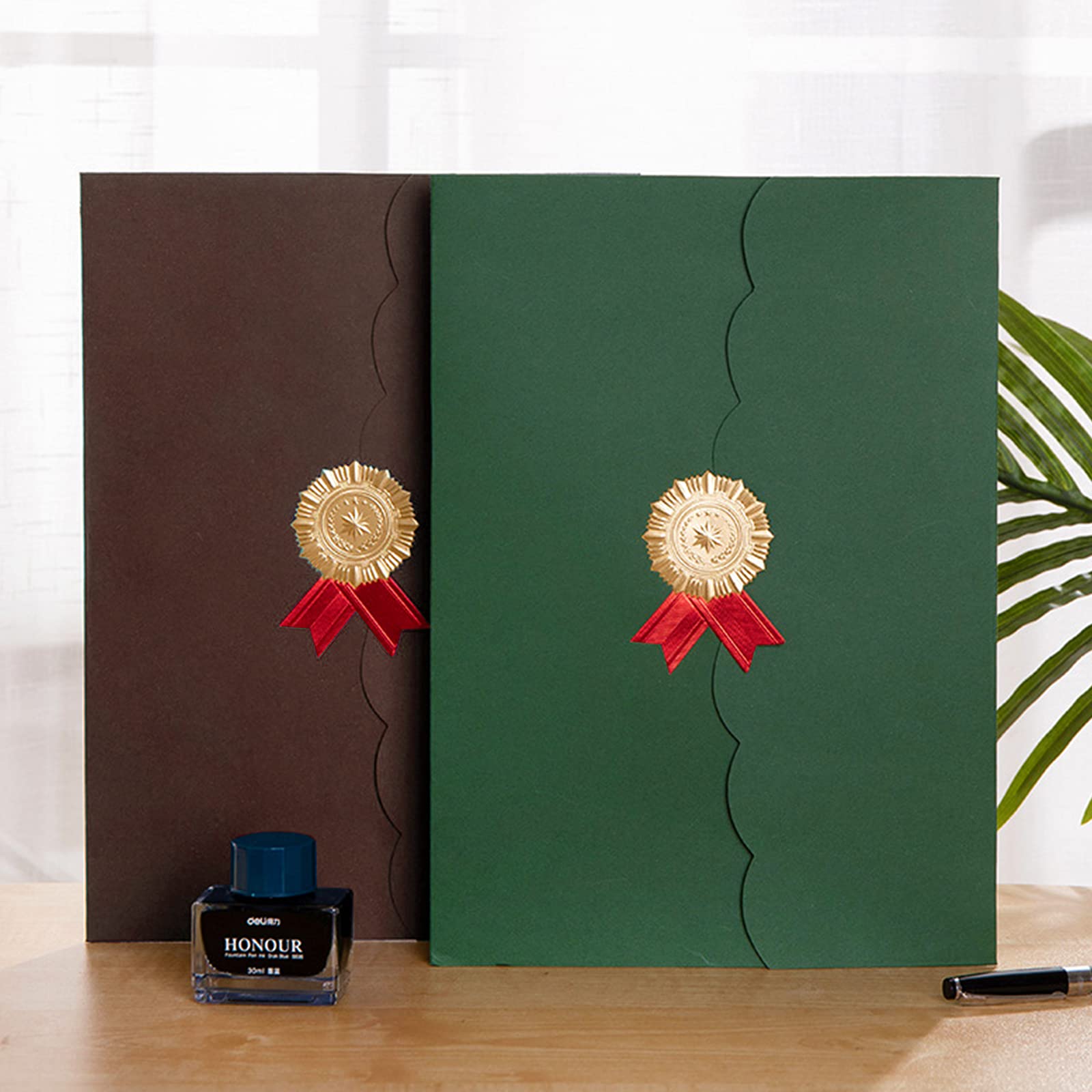 5-Pack Tri-Fold Certificate Holders - A4 Letter Diploma Covers with Gold Foil Border (12x8.6 Inch) - Perfect for Graduation, Awards & Professional Documents - Elegant Presentation for Diplomas, Certificates & Important Papers