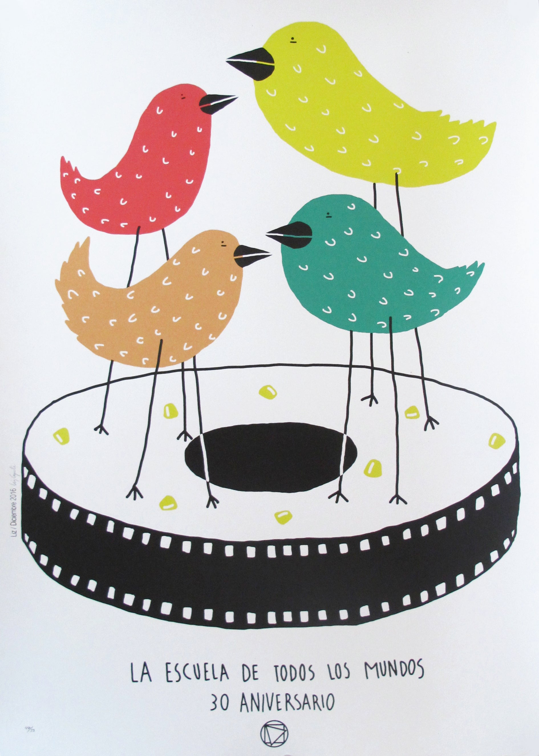 2016 Cuban Silkscreen Poster - 30th Anniversary EICTV (Birds) - Vintage Art Print for Home Decor, Office & Gift Giving