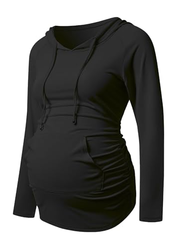 Maternity Hooded Shirt - Black