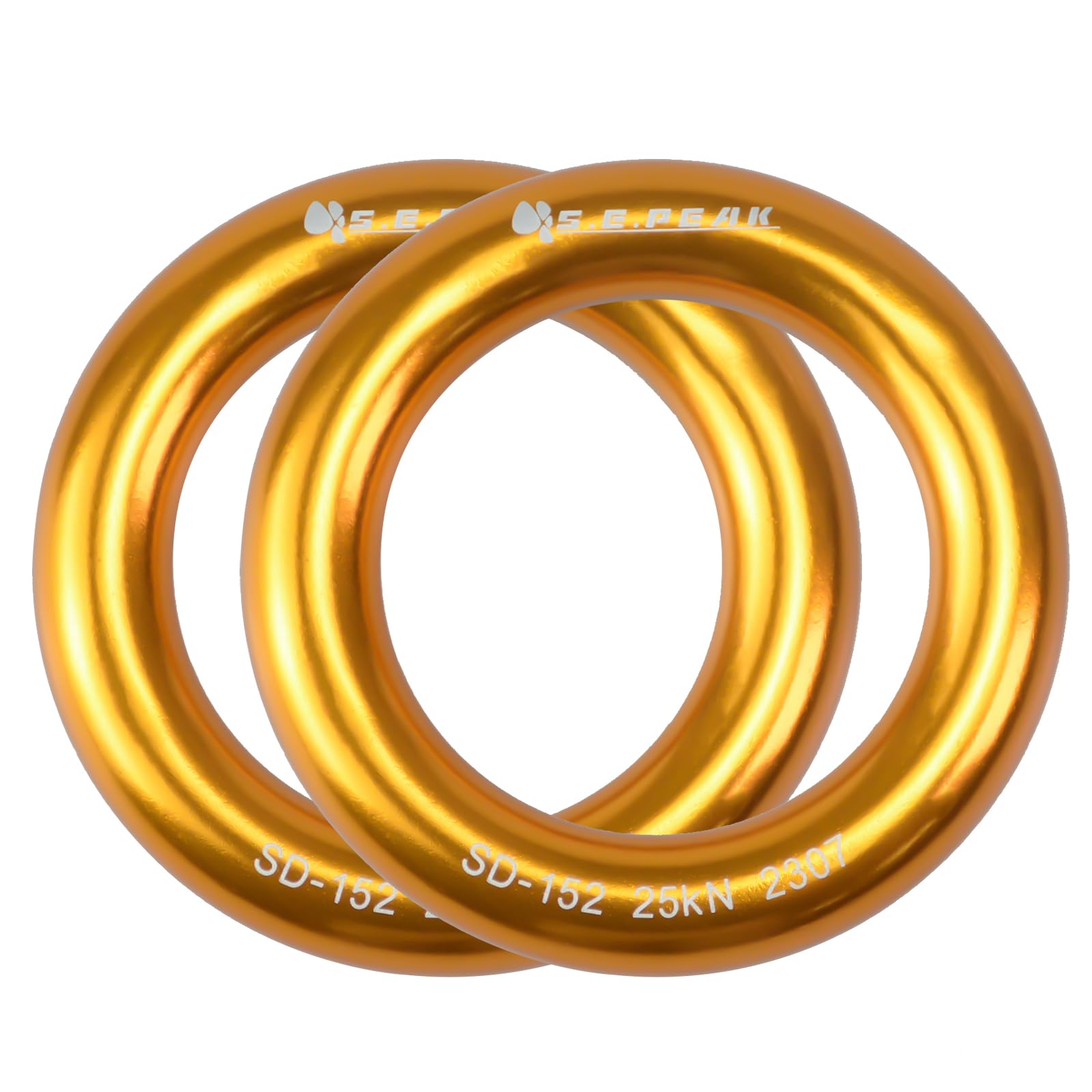 25kN Aluminum Rappel Ring - Heavy Duty Rock Climbing Carabiner, Arborist Rigging O-Ring for Safety Gear (Gold/Blue) - Perfect for Outdoor Adventures, Rescue Operations & Tree Work