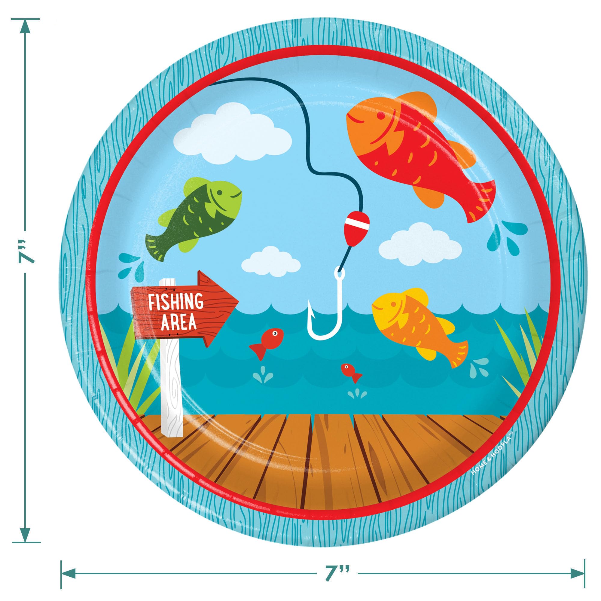 Fisherman Party Supplies - 16 Fishing & Camping Themed Paper Dessert Plates and Beverage Napkins Set for Outdoor BBQs, Birthday Parties, and Themed Events