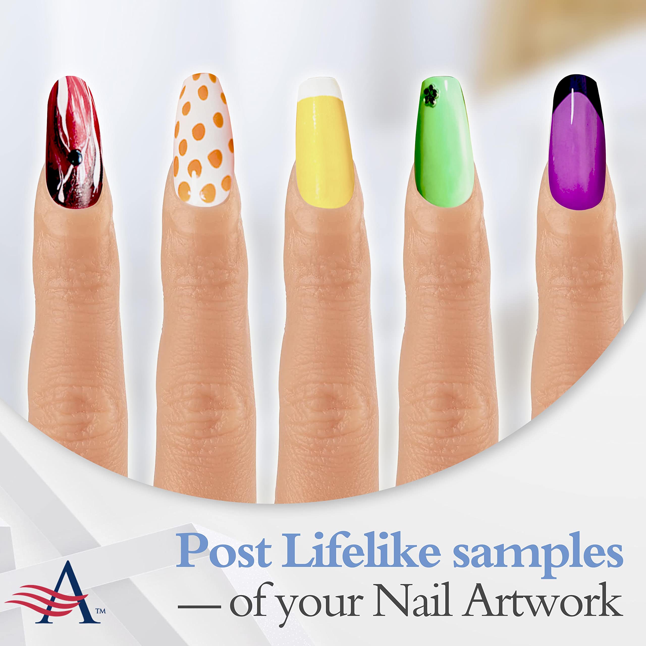 Realistic Silicone Practice Finger for Acrylic Nails - Professional Nail Technician Training Tool with Flexible Mannequin Finger & Insertable Nails | Perfect for Nail Art Practice, Salon Training & DIY Home Manicures