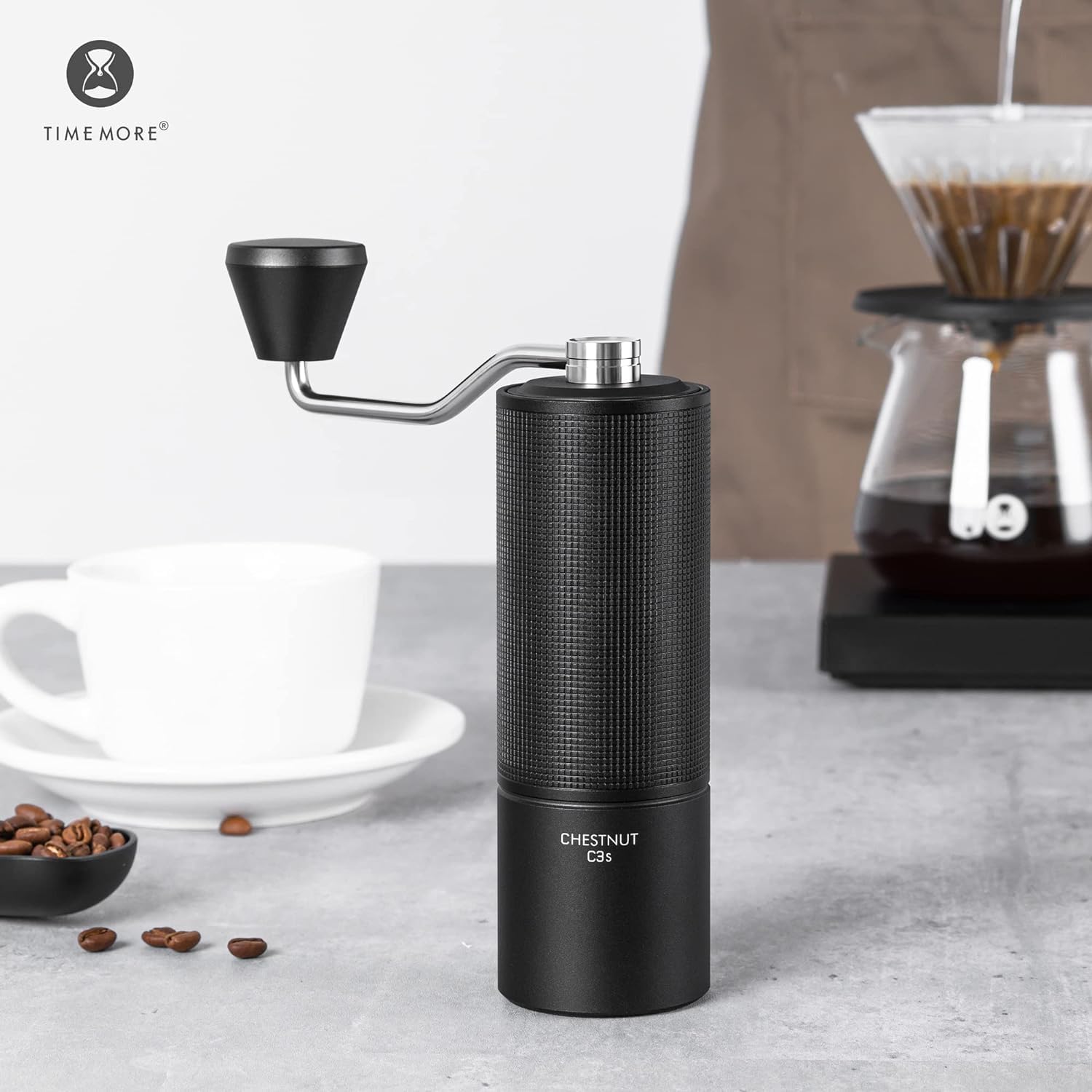 TIMEMORE Chestnut C3S Manual Coffee Grinder - Adjustable Stainless Steel Conical Burr Hand Grinder for Espresso, French Press, Pour Over & Cold Brew - Perfect for Home, Office & Travel Use