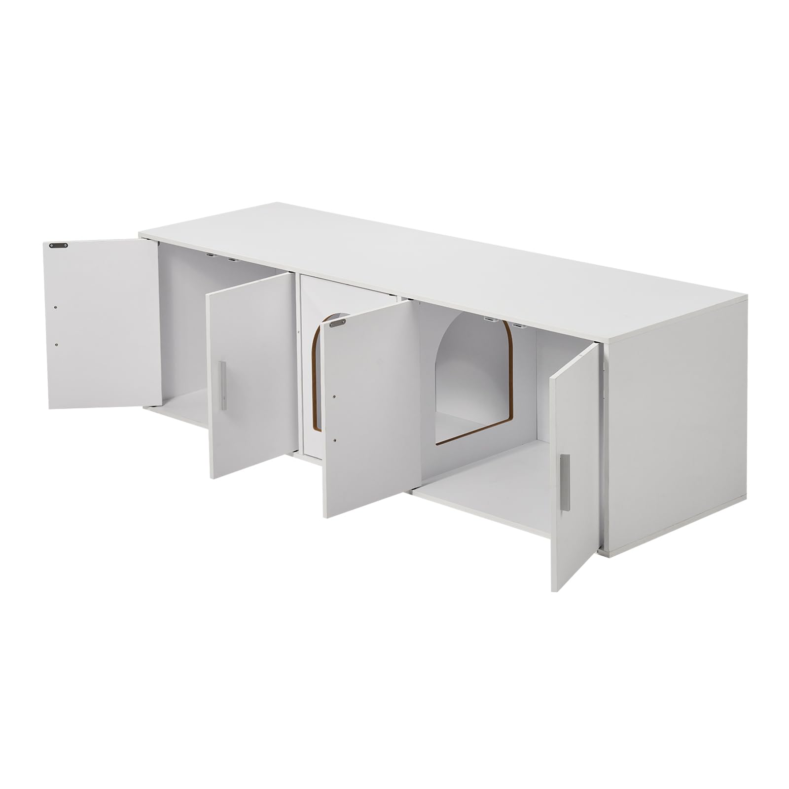 VEVOR Double Cat Litter Box Enclosure Furniture - Hidden Wooden Cabinet for 2 Cats with 2 Rooms, Fits Most Litter Boxes (57.9