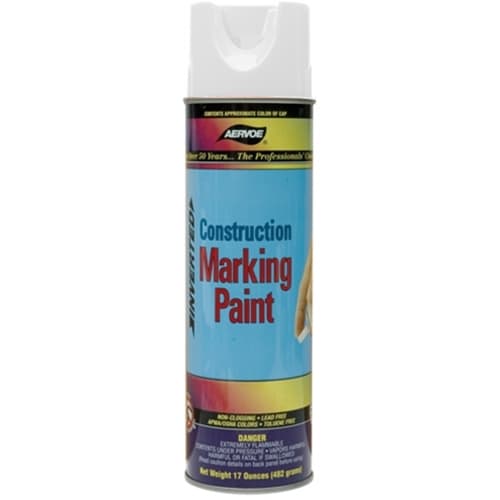 Aervoe 255 15 oz. White Construction Marking Paint - Durable, Fast-Drying for Road Marking, Parking Lots & DIY Projects