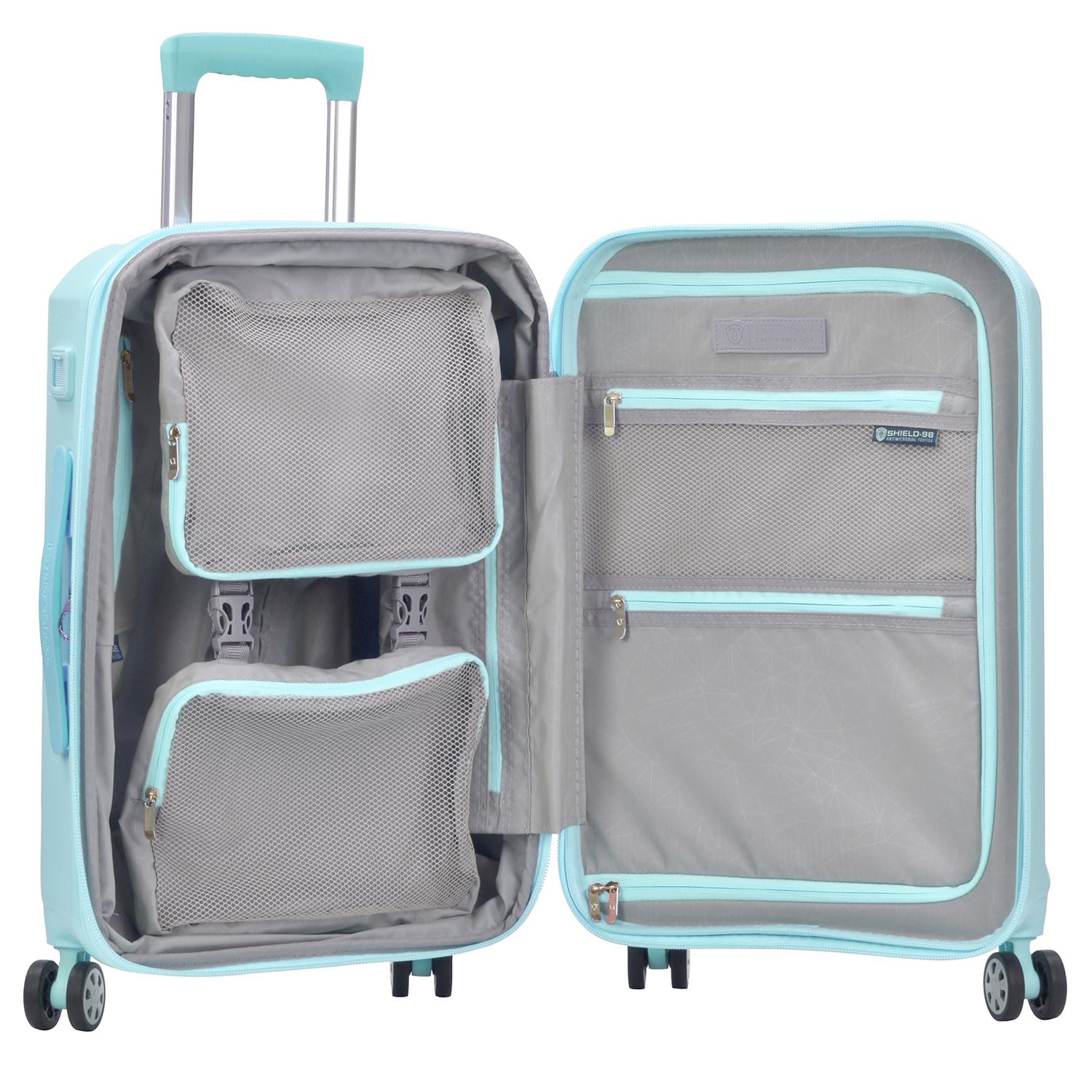 Traveler's Choice Pagosa Durable Expandable Hardshell Spinner Luggage Set (22/26 Inch) - Baby Blue - 2-Piece Carry-On & Checked Suitcase for Air Travel & Family Vacations