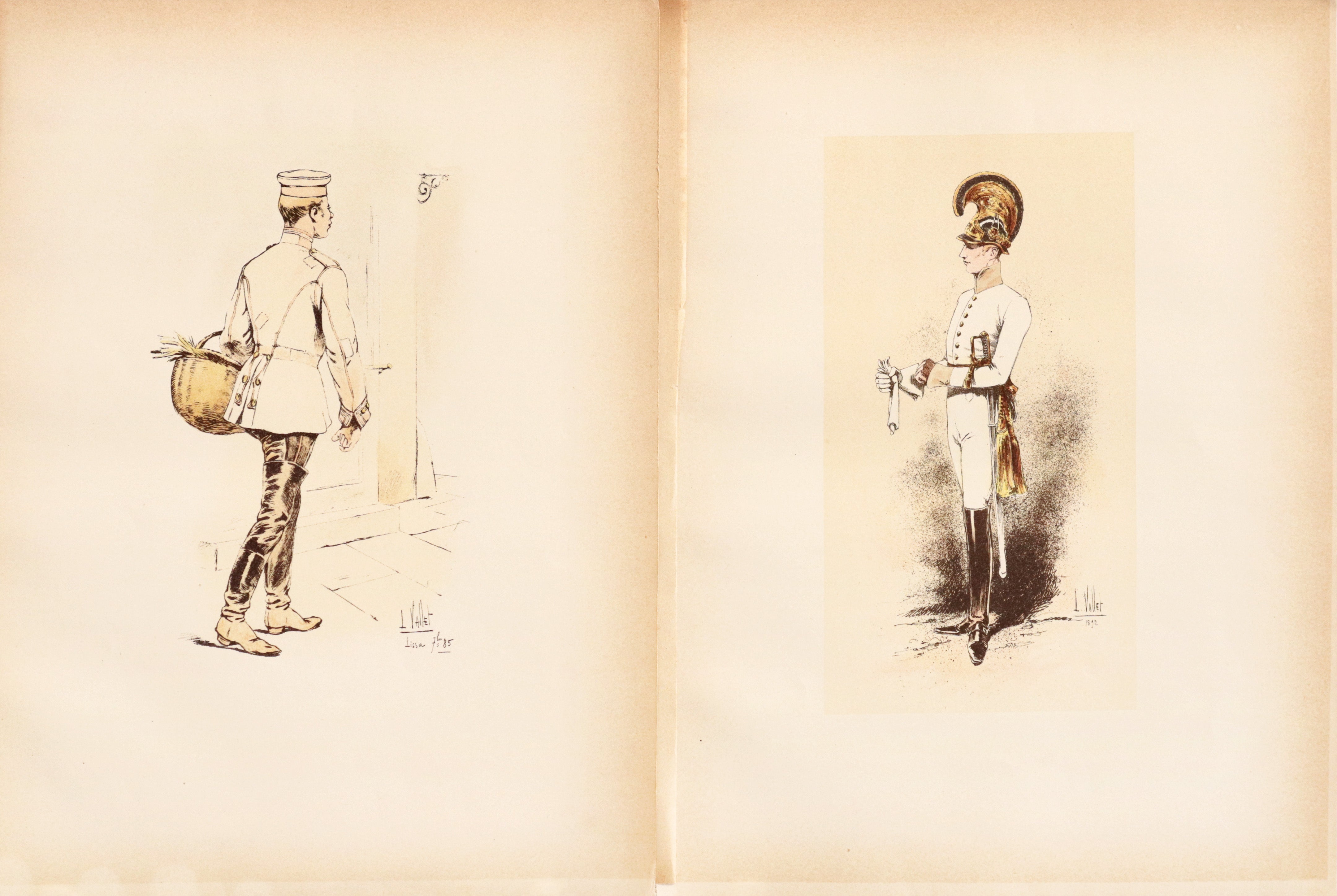 Antique 1893 French Cavalry Lithographs by Firmin Didot & Vallet - Set of 4 - Vintage Military Art Prints for Home Decor, Office Wall Art & History Collectors