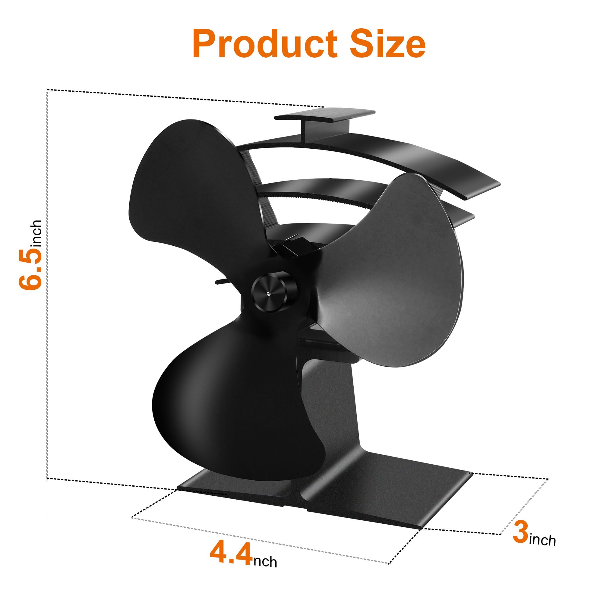 **3 Blade Wood Stove Fan - Heat Powered Fireplace Fan with Bracket - Eco-Friendly Thermoelectric Thermal Fan for Pellet Stove, Wood Burner & Fireplace - Perfect for Heating Efficiency & Cozy Home Ambiance**