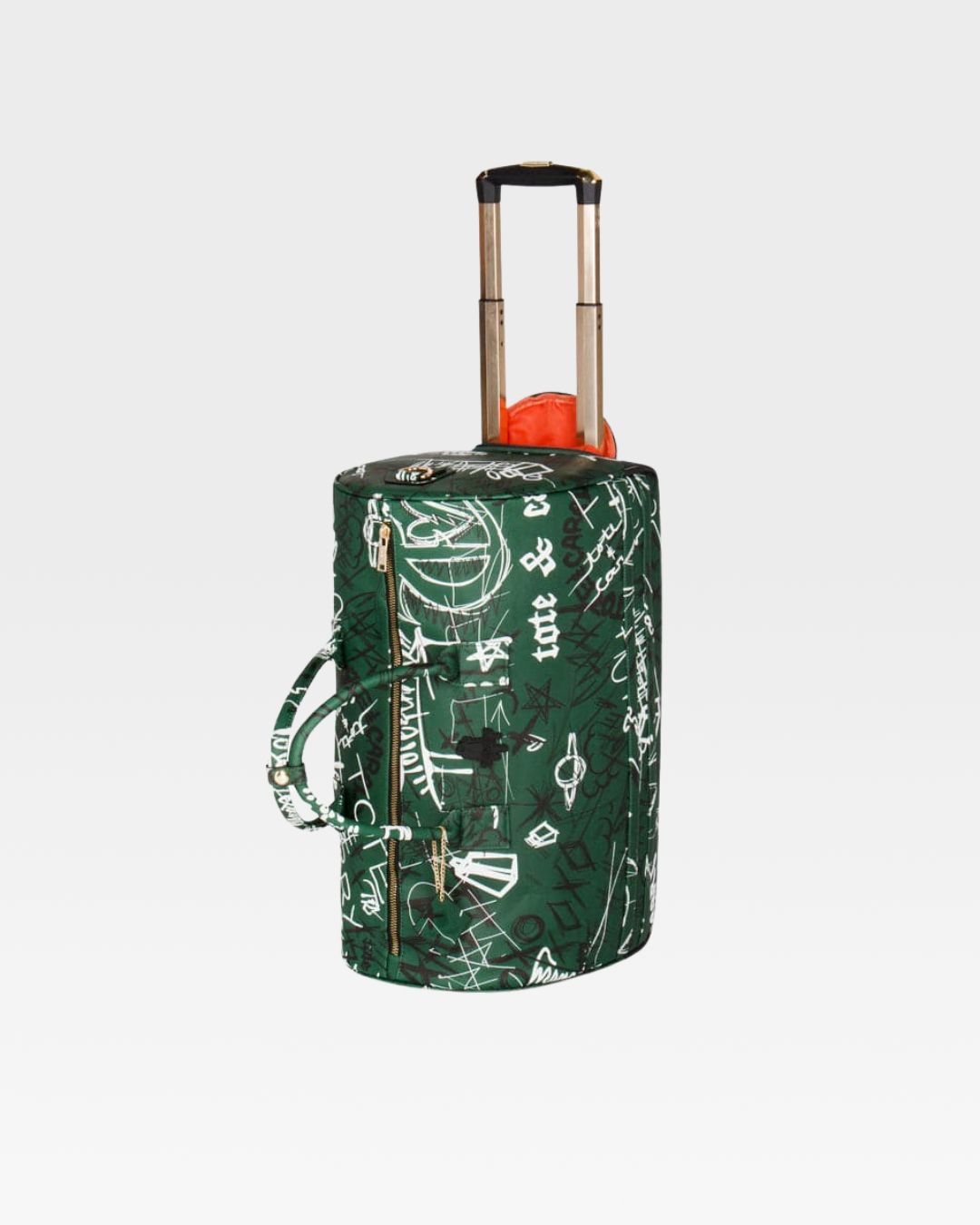 Graffiti Tombstone Roller Duffle Set - Emerald Green Luggage for Travel, Gym & Skateboarding Accessories | Water-Resistant Duffle Bag with Wheels for Urban Adventures