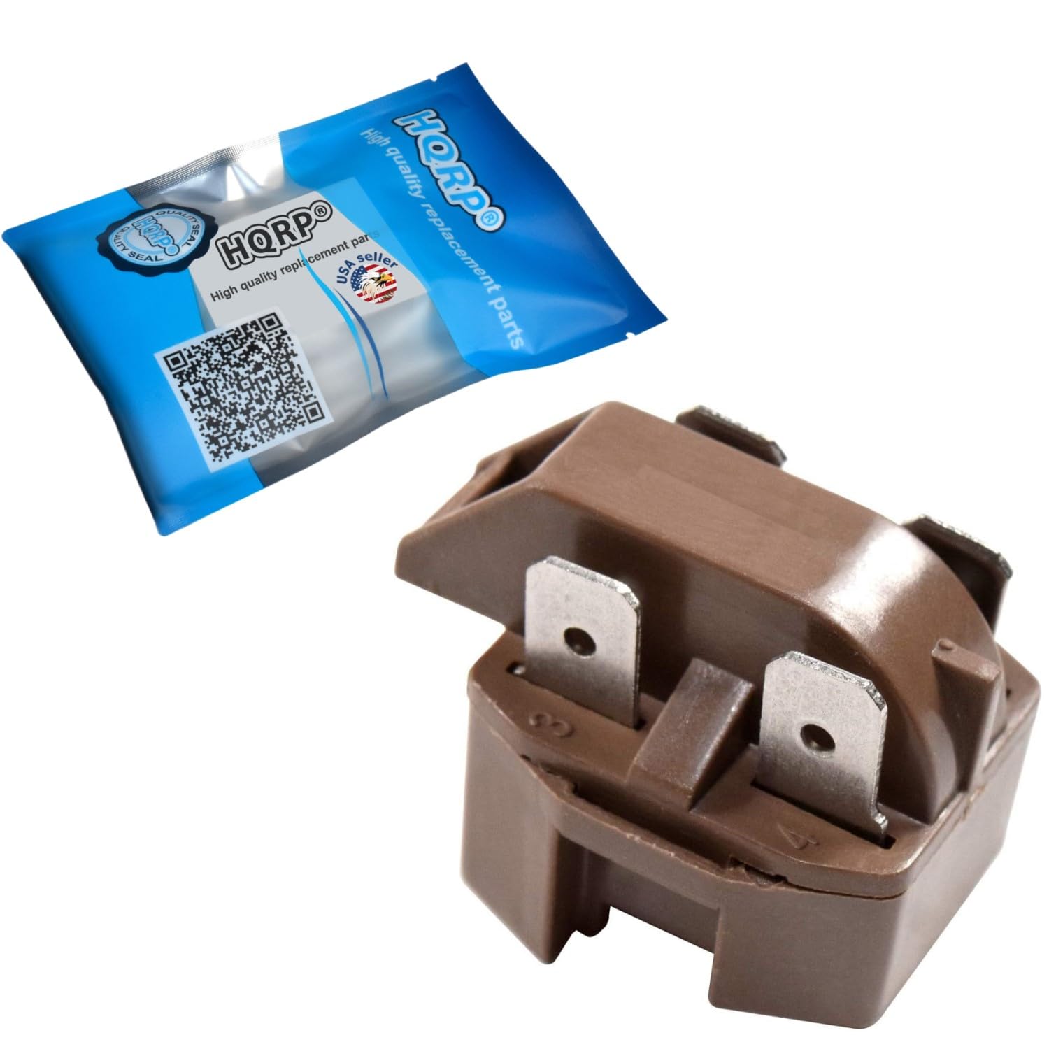HQRP PTC Start Relay Replacement for Roper Refrigerators - Compatible with RS20CKXAW00, RS22AMXVW00, RS25AGXNQ00, RT14DKXKZ00, RT16DKXKQ03, RT18AKXKQ00, RT21AKXKQ01, RT21SKXLQ01, RT21SKXLQ02 - Perfect for Home Appliance Repair and Maintenance