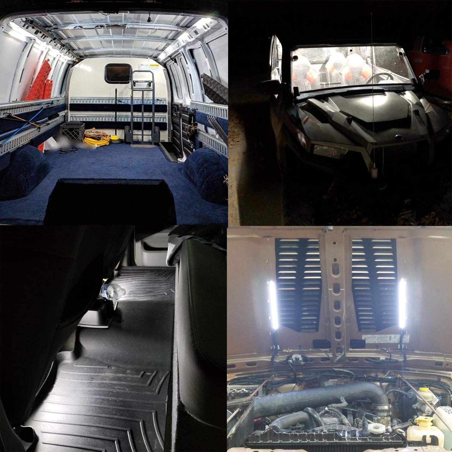 Ampper 12V Van Interior LED Light Bar - 48 LED Super Bright Lights with On/Off Switch for Car, Van, RV, Cabinet, Showcase, Indoor Home Lighting (4 Pack) - Perfect for Night Driving, Camping & Storage Organization