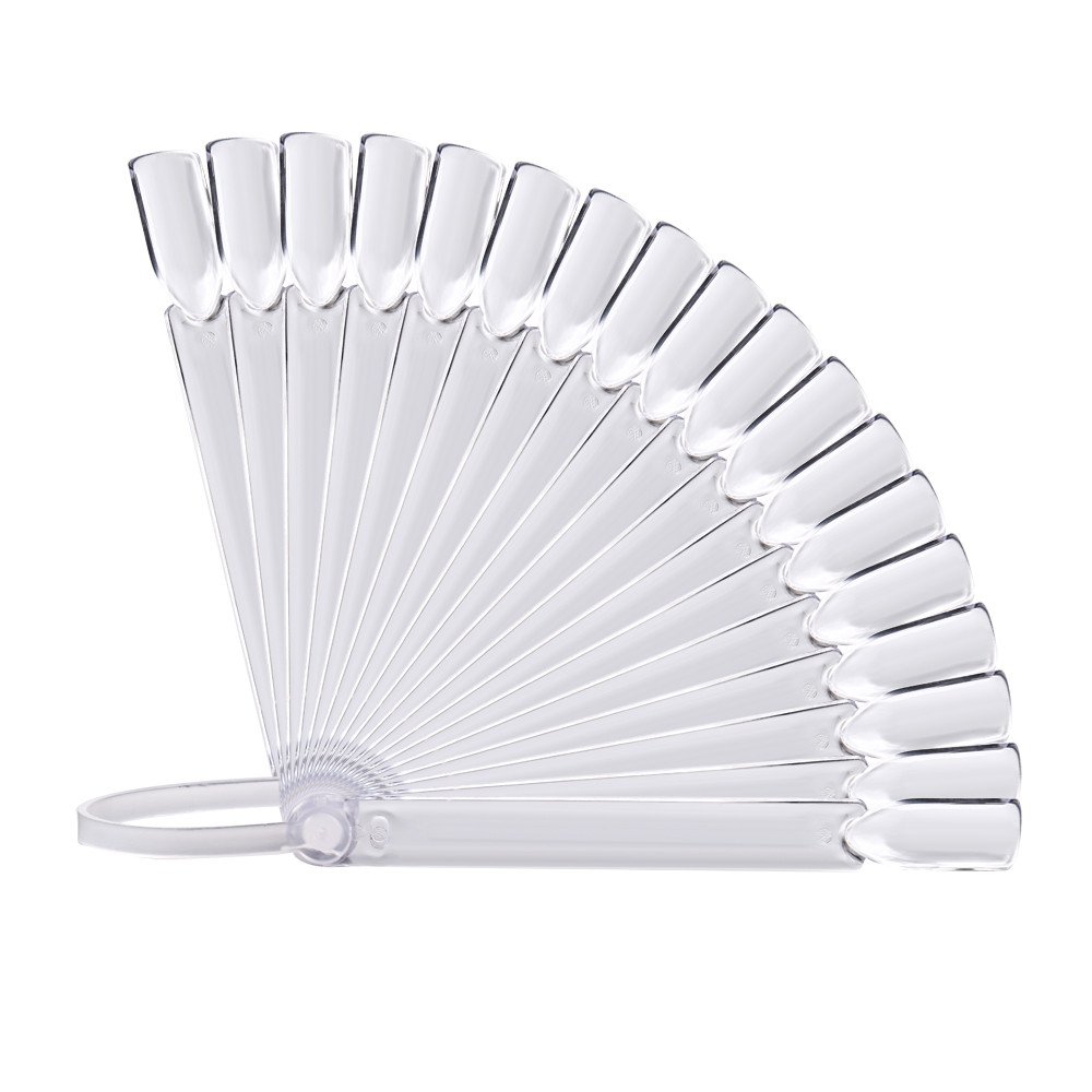 32Pcs Fan-Shaped Nail Swatches with Metal Buckle - Clear Nail Art Display Sticks for Gel Polish Practice & Salon Demonstrations - Perfect for Nail Technicians, DIY Enthusiasts & Beauty Professionals