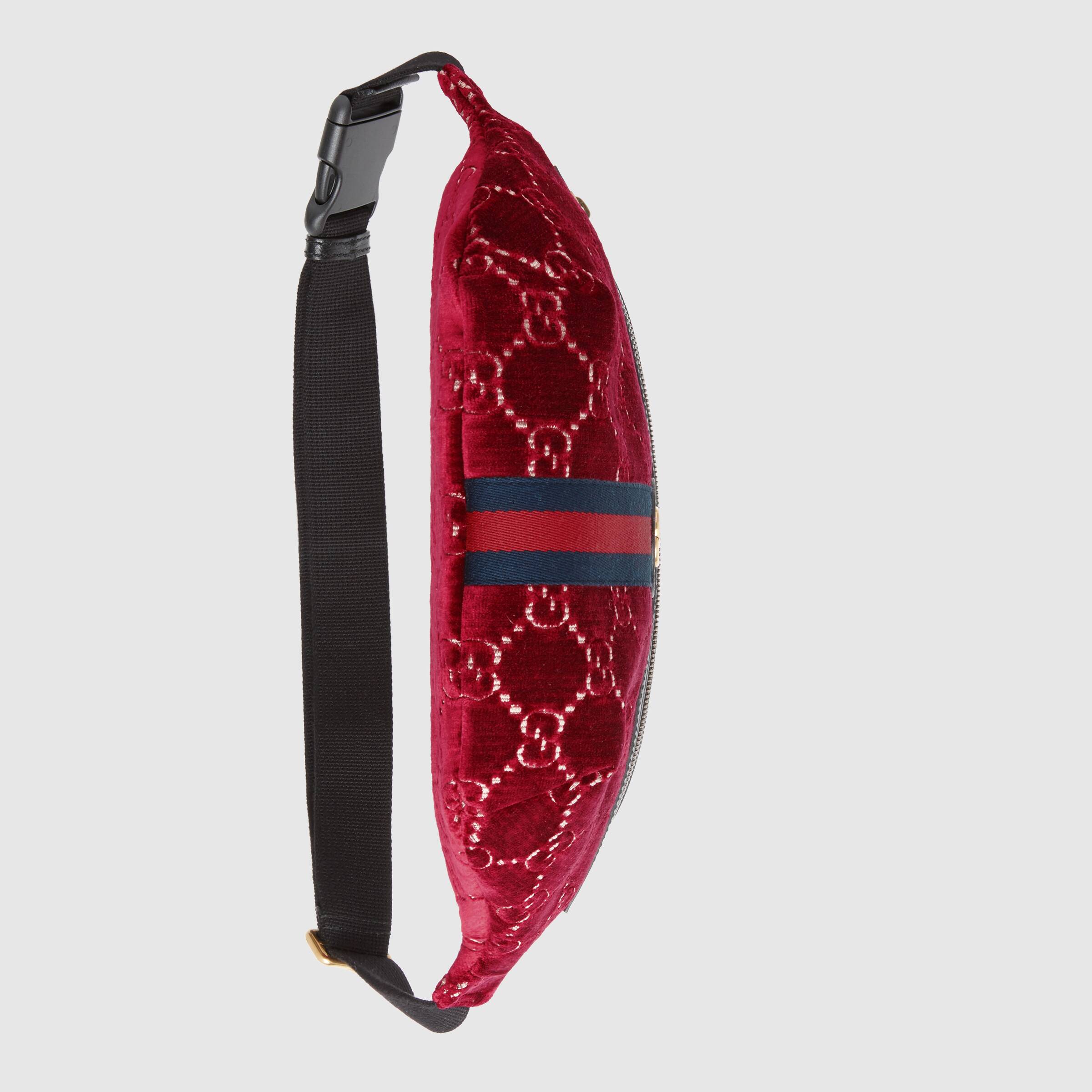 GG Velvet Belt Bag for Women - Stylish Red Waist Pack Fanny Pack for Running, Travel & Daily Use