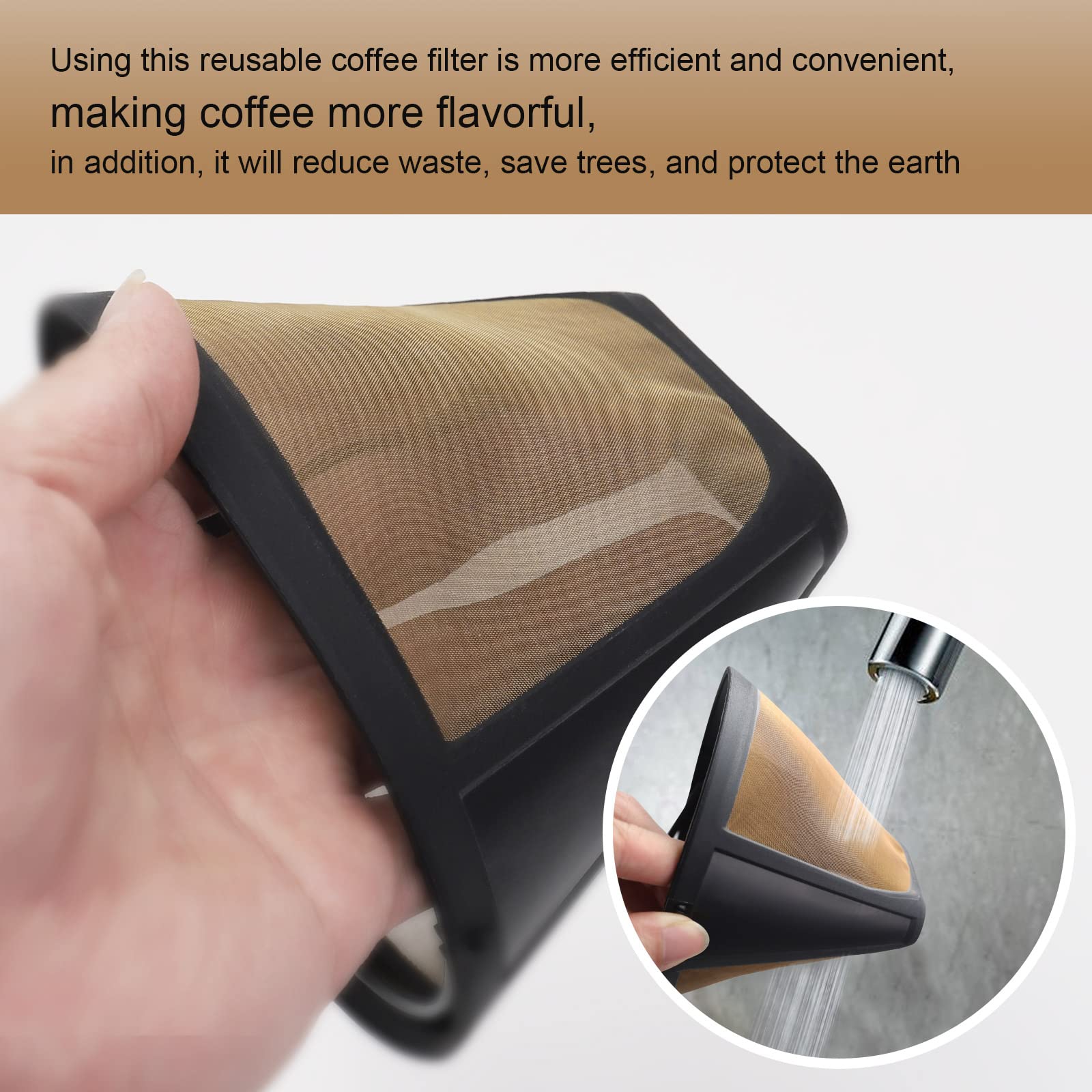 Reusable Coffee Filters for Ninja Dual Brew Coffee Maker - 2 Pack Permanent #4 Coffee Filter Replacement Compatible with Ninja & Cuisinart - Perfect for Home, Office & Camping Use