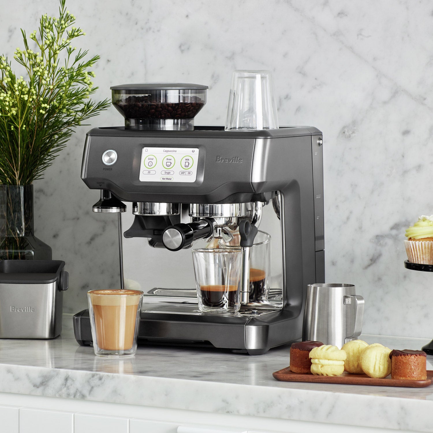 Breville Barista Touch Automatic Espresso Machine with Built-in Grinder - Black Stainless Steel (BES880BST1BCA1) for Home Barista & Coffee Lovers - Perfect for Espresso, Latte, Cappuccino Making