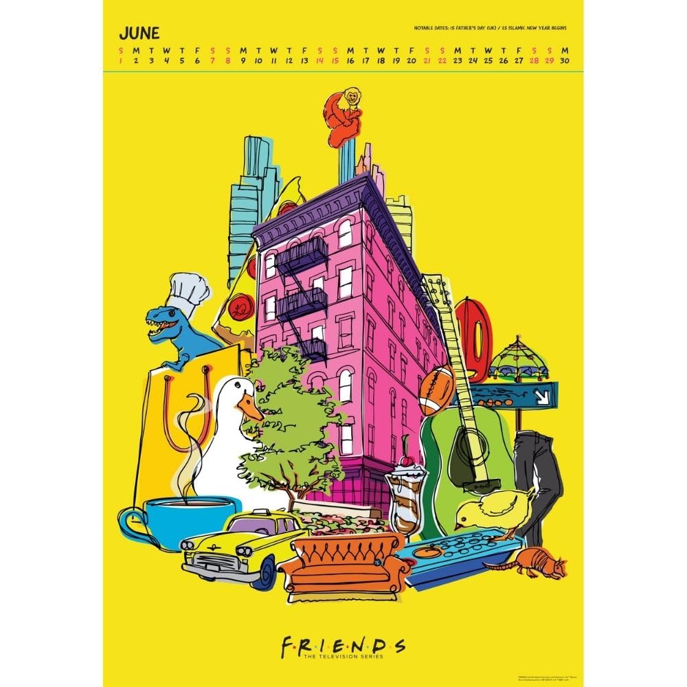 2025 Friends TV Show Wall Calendar - 12-Month A3 Deluxe Hanging Calendar with Spiral Binding | Perfect for Office, Home Decor & Fan Gifts