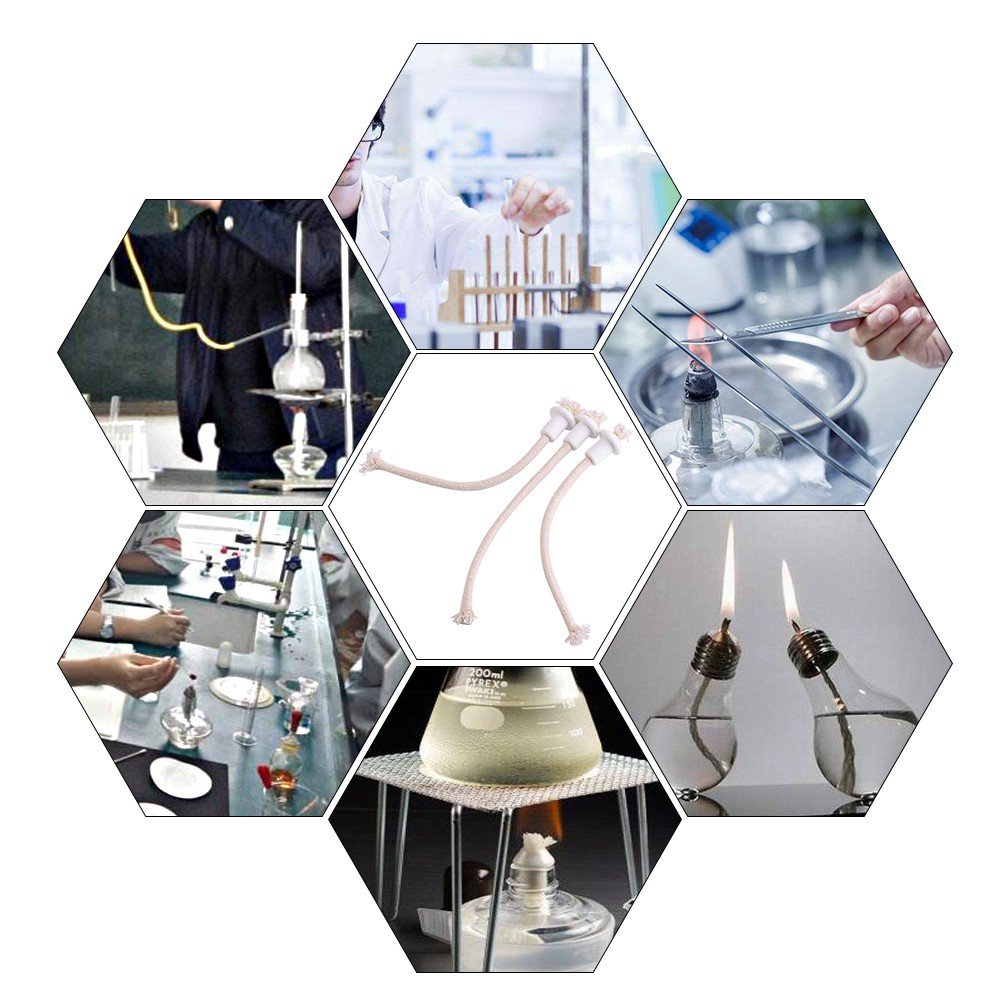 7Pcs Heat-Resistant Kerosene Lamp Wicks - Cotton Core Oil Lantern Wick Replacement with Ceramic Holder for Wine Bottle Torch, Outdoor Camping & Emergency Lighting