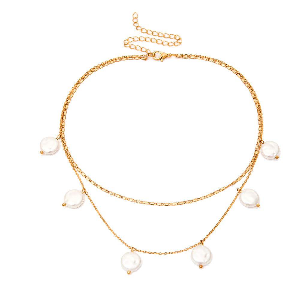 Vintage Pearl Choker Necklace for Women - Layered Beaded Pearl Jewelry with Metal Pendant, Elegant Gold Necklace for Girls, Birthday & Christmas Gifts - Perfect for Weddings, Parties & Special Occasions