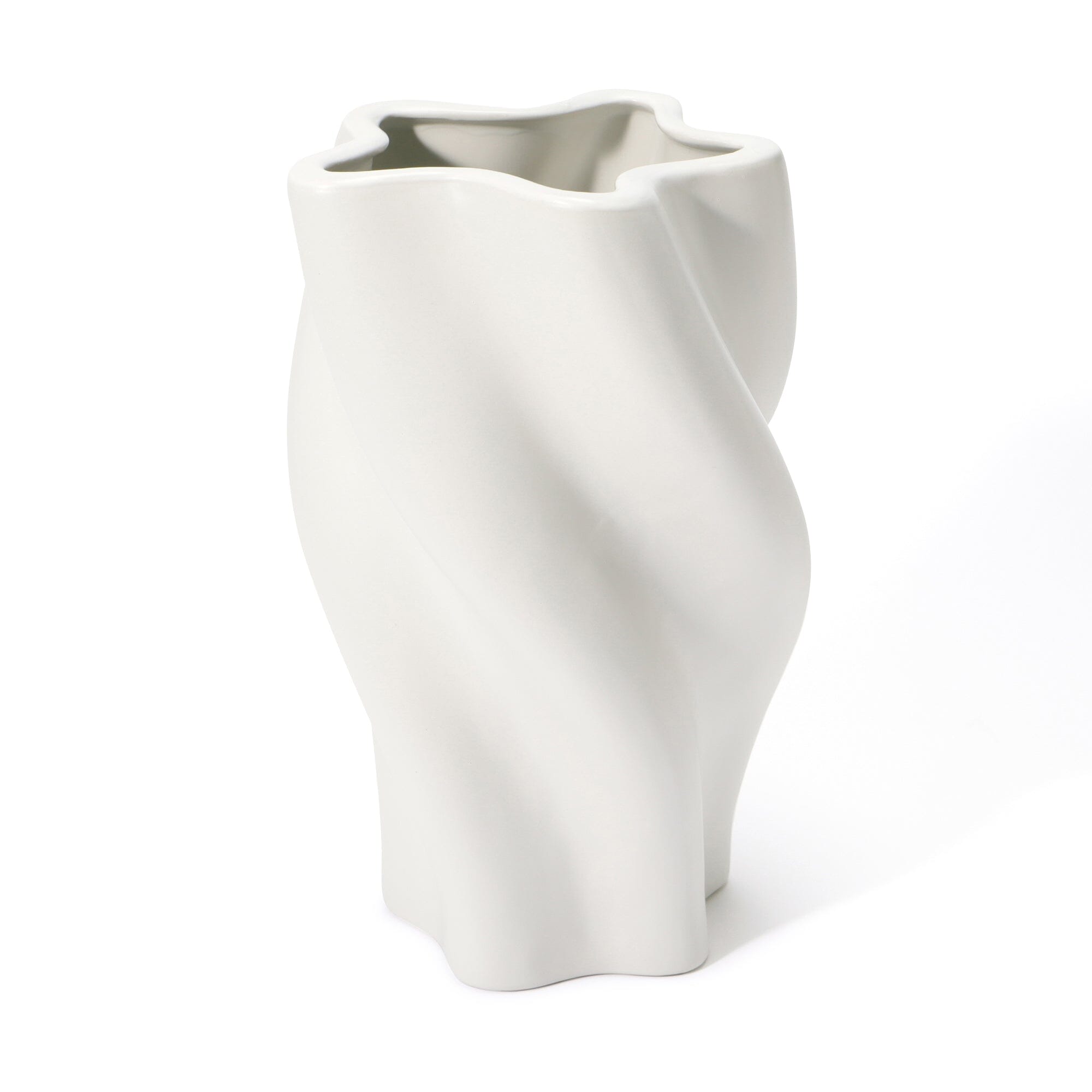 Large White Ceramic Twist Flower Vase - Elegant Home Decor for Living Room, Dining Table & Wedding Centerpieces