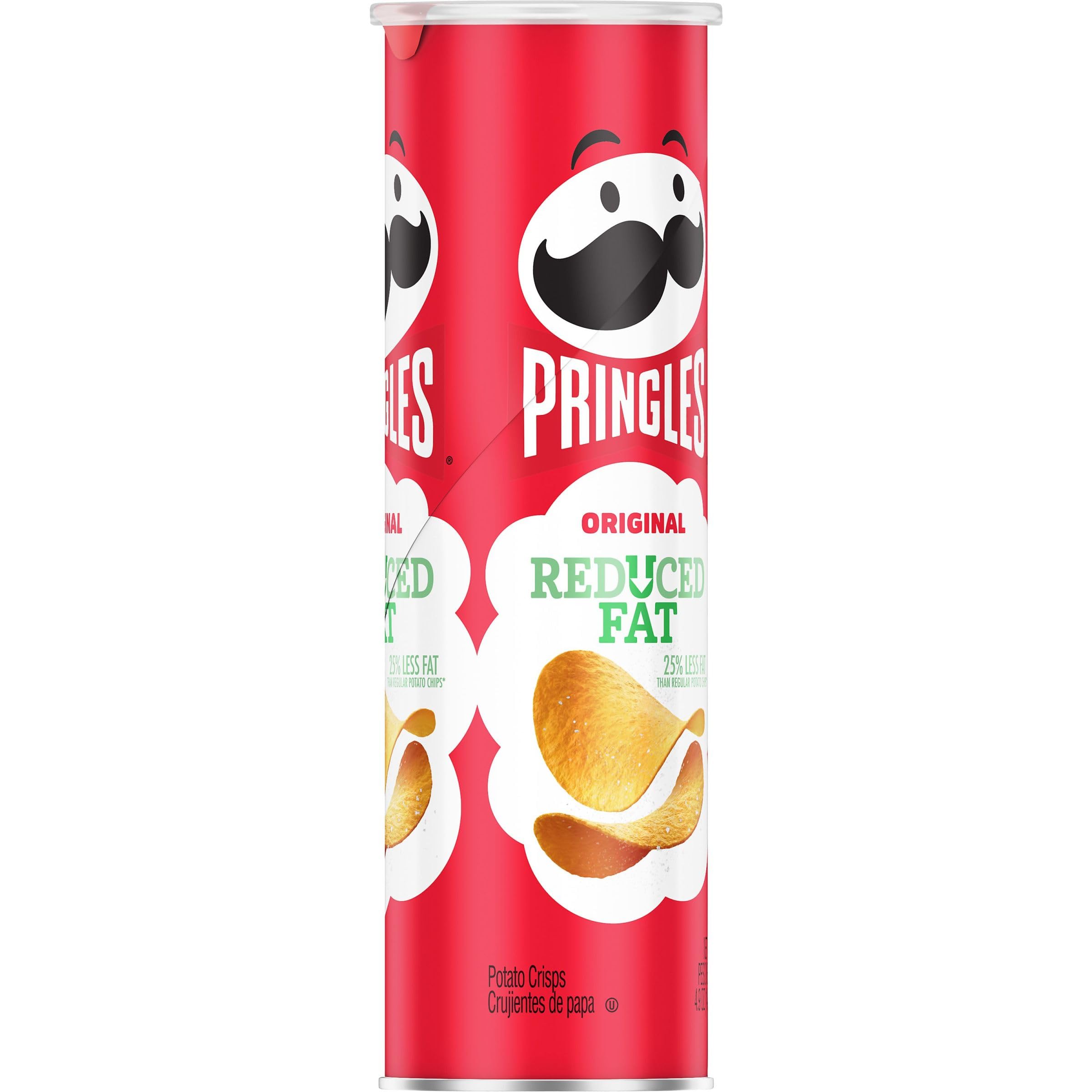 Pringles Reduced Fat Potato Crisps Chips - 4.9oz Can (Pack of 1) | Healthy Lunch Snacks, On-The-Go Snacking for Work, School & Travel | Low Fat Crunchy Treat