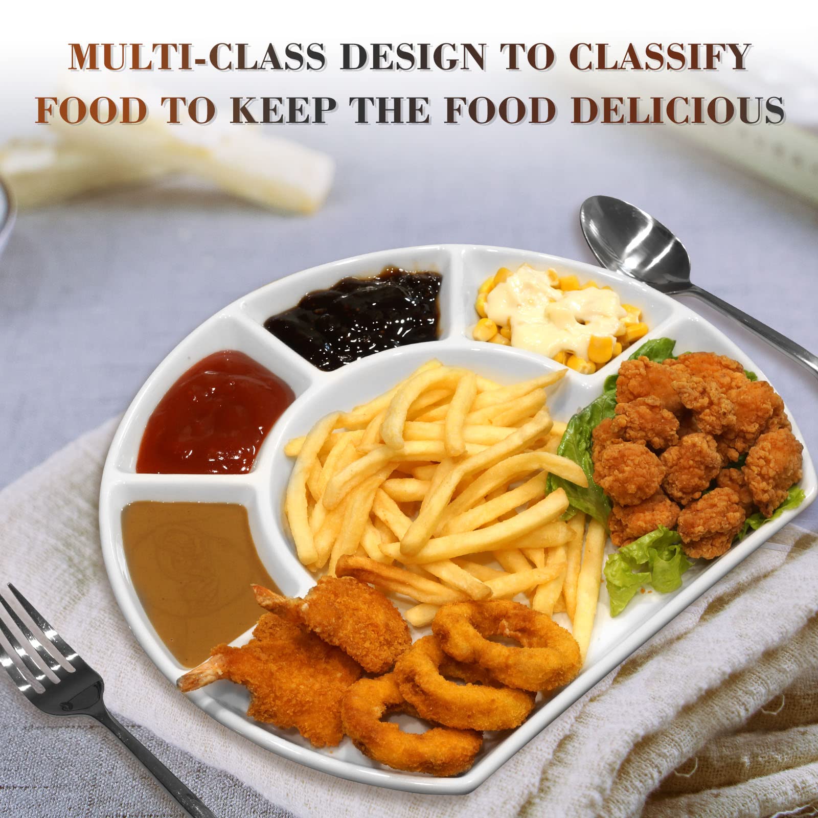 **4-Compartment Ceramic Serving Plate - Divided Quadrant Dish for Sauces, Snacks, Salad & Dinner - Perfect for Entertaining, Party Appetizers & Family Meals**