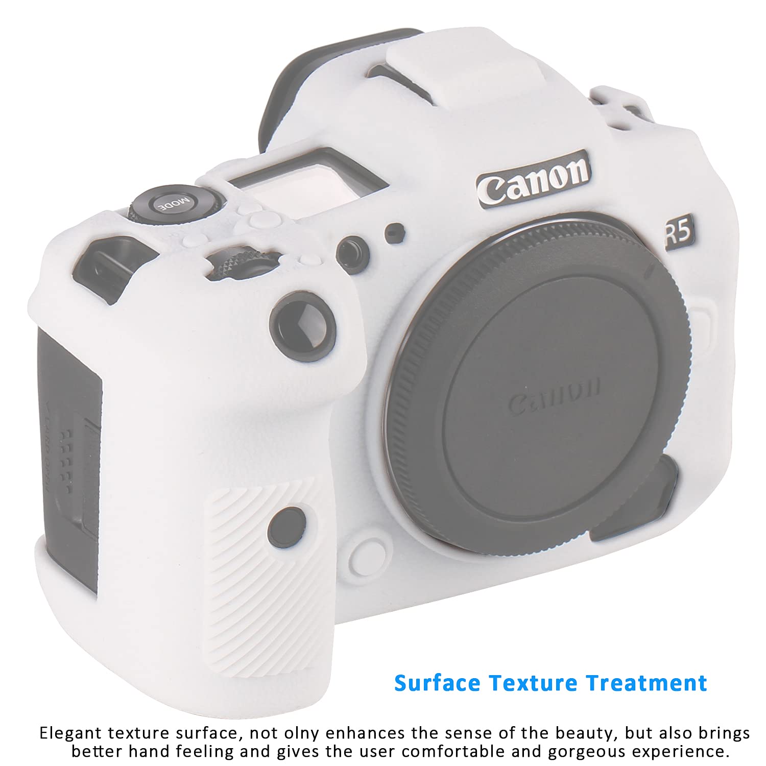 Canon EOS R5 Camera Case - Anti-Slip Soft Silicone Rubber Protective Cover with Snug Fit for Canon EOS R5/R6 - Shockproof Body Skin Protector Shell (White) - Perfect for Travel, Outdoor Photography & Daily Protection