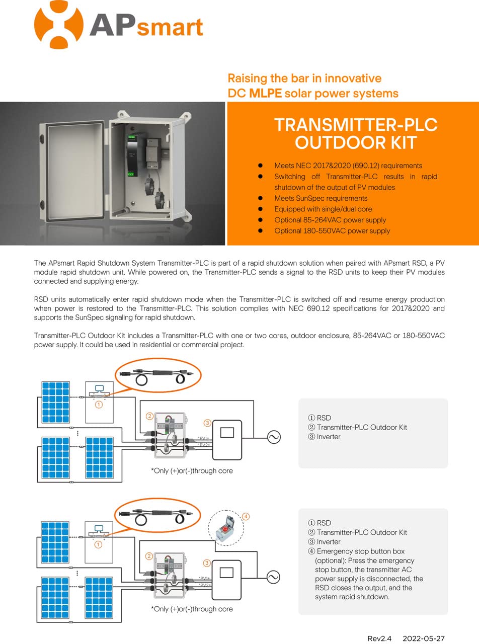 APSmart Dual Core Transmitter-PLC Outdoor Kit IP65 with 120/240VAC Power Supply - Weatherproof PLC Communication System for Industrial Automation & Smart Grid Applications