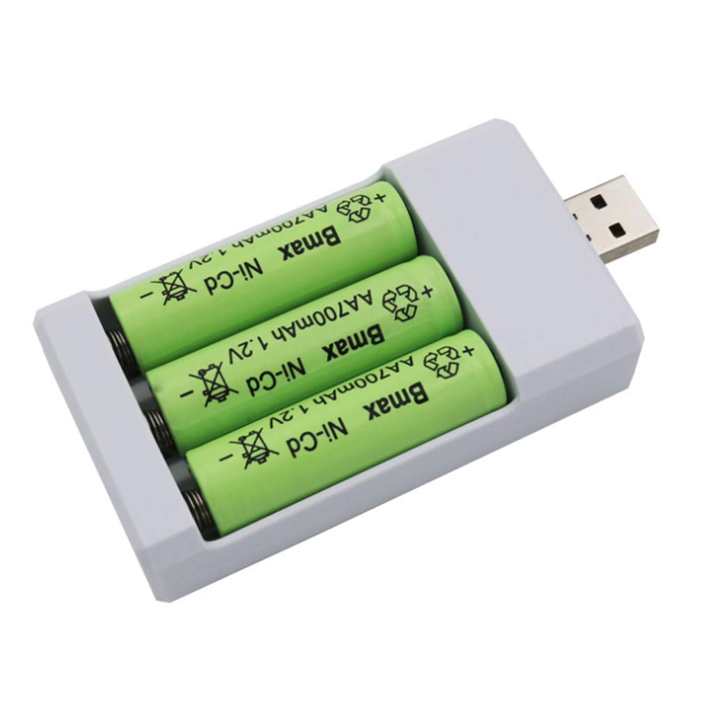 Exingk 3-Slot USB Battery Charger for AA/AAA Rechargeable Batteries - Universal Power Adapter for Cameras, Toys, and Electronic Devices