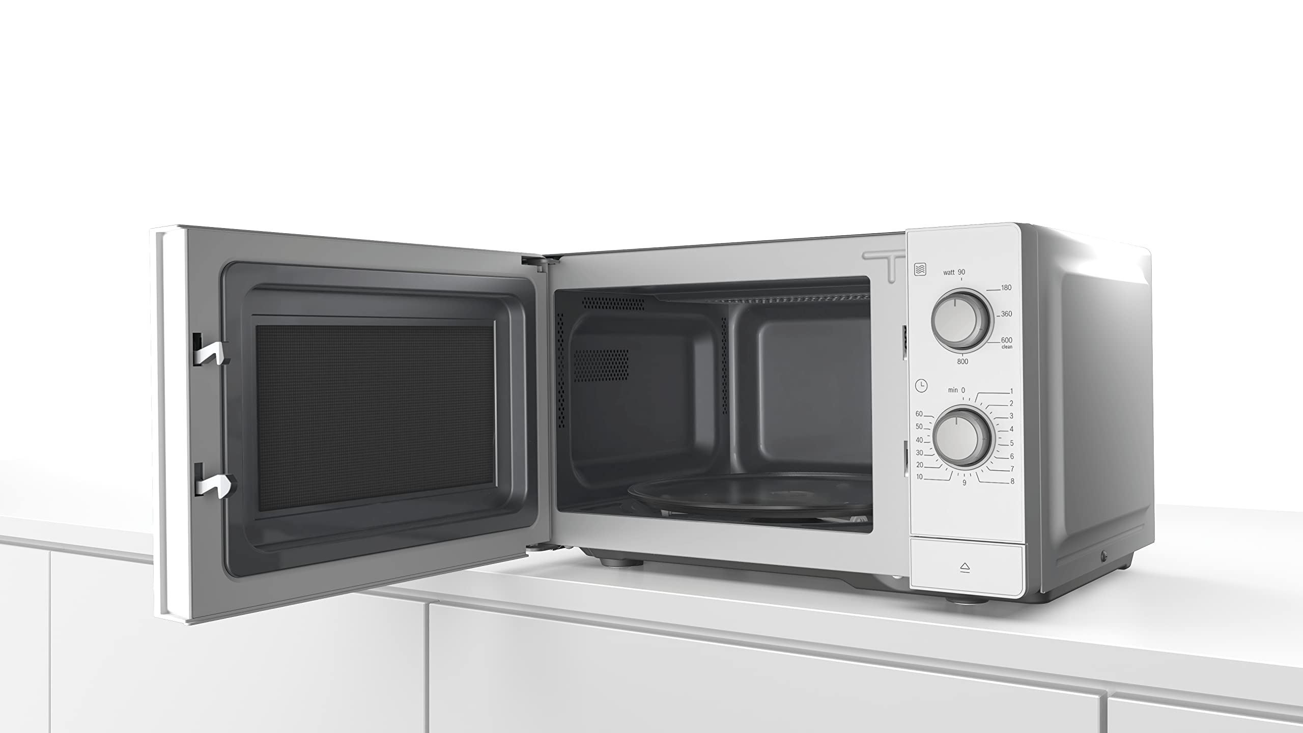 Bosch Serie 2 FL020MW0 800W Countertop Microwave Oven in White - Perfect for Small Kitchens, Dorms & Office Break Rooms