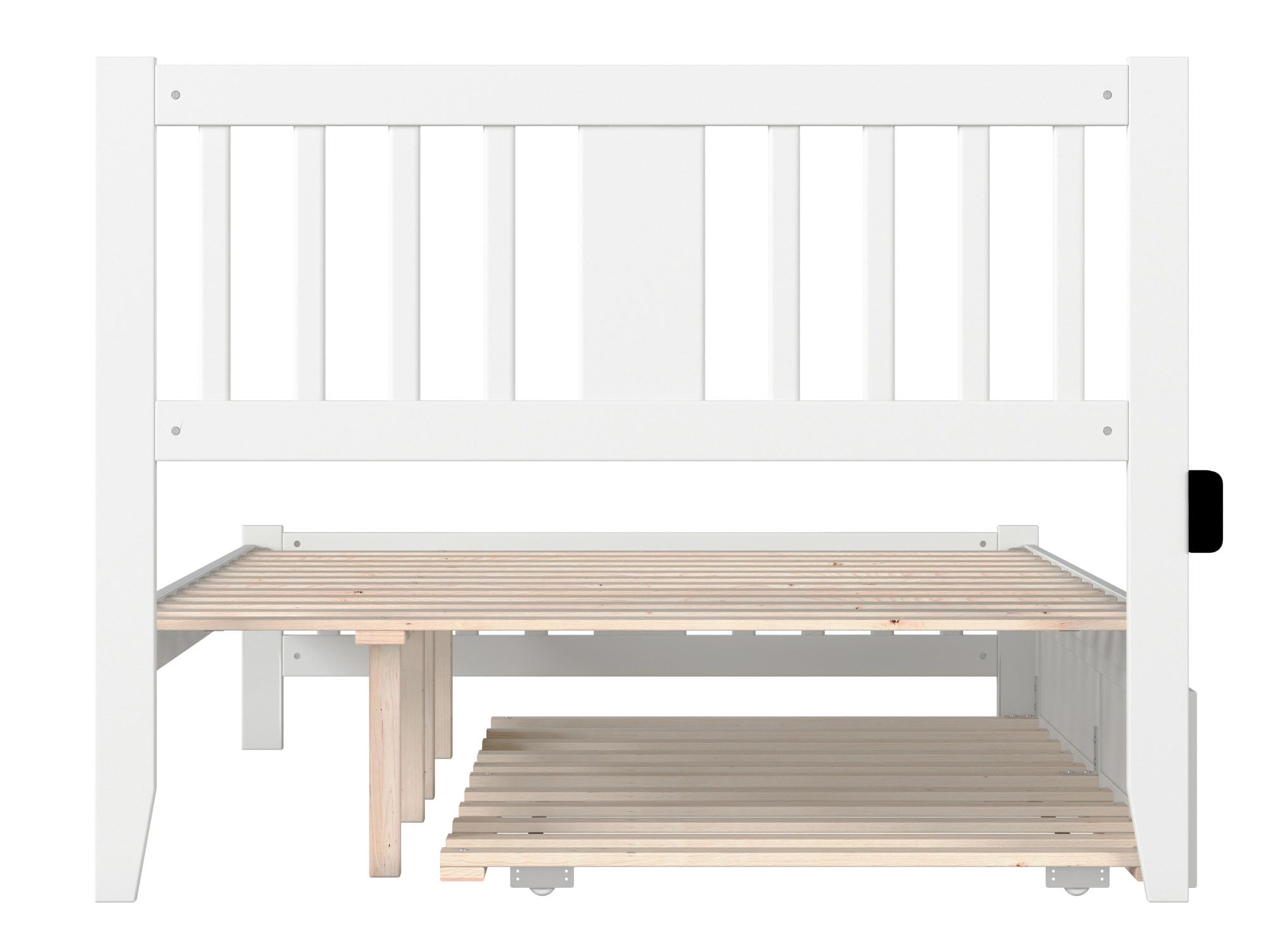 AFI Tahoe Full Size Platform Bed with Footboard & Twin Trundle in White - Modern Wooden Bed Frame for Guest Room, Kids Room & Small Spaces - Easy Assembly & Sturdy Design