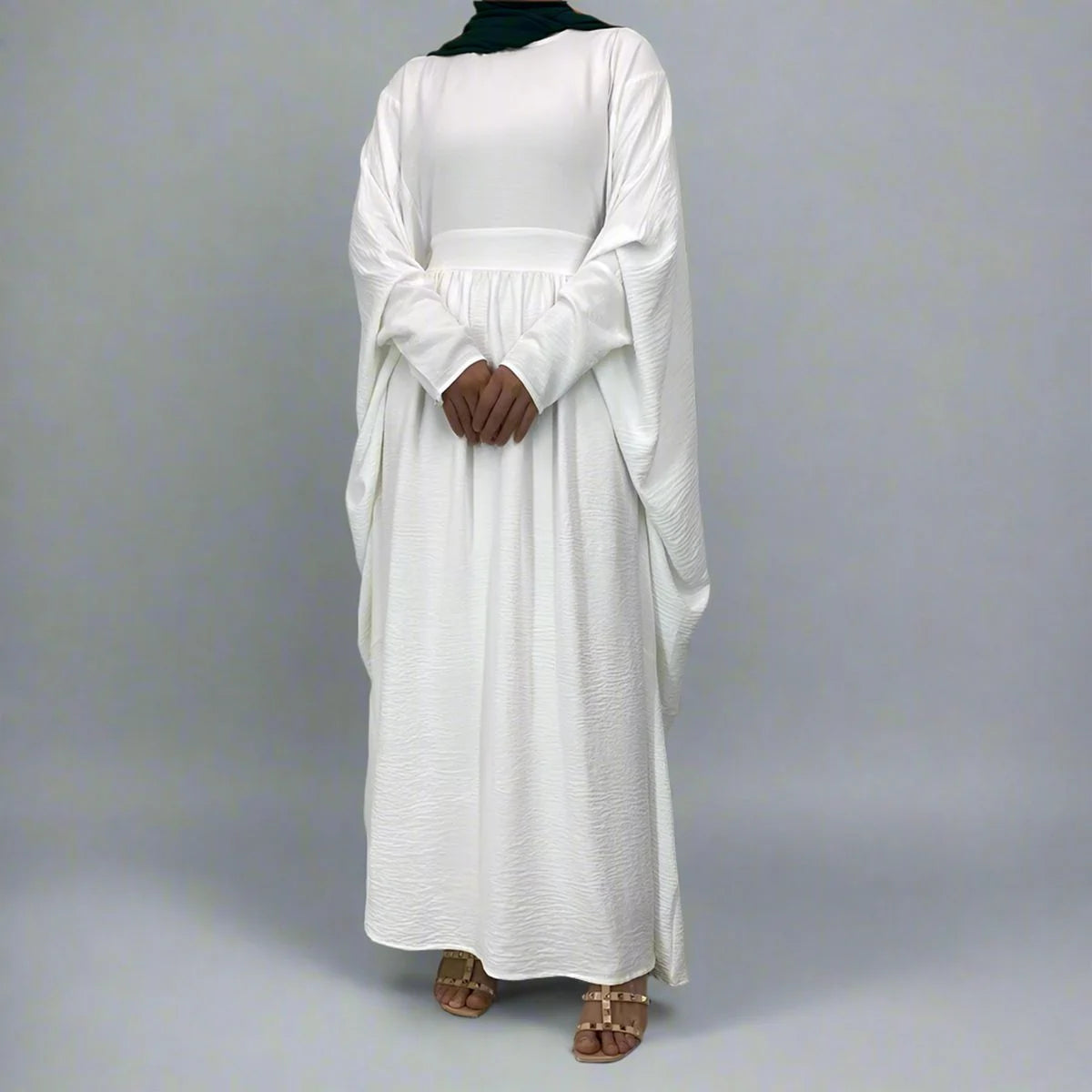 Elegant Pleated Wrinkle-Resistant Abaya Dress #256836 - Perfect for Modest Fashion, Prayer & Special Occasions