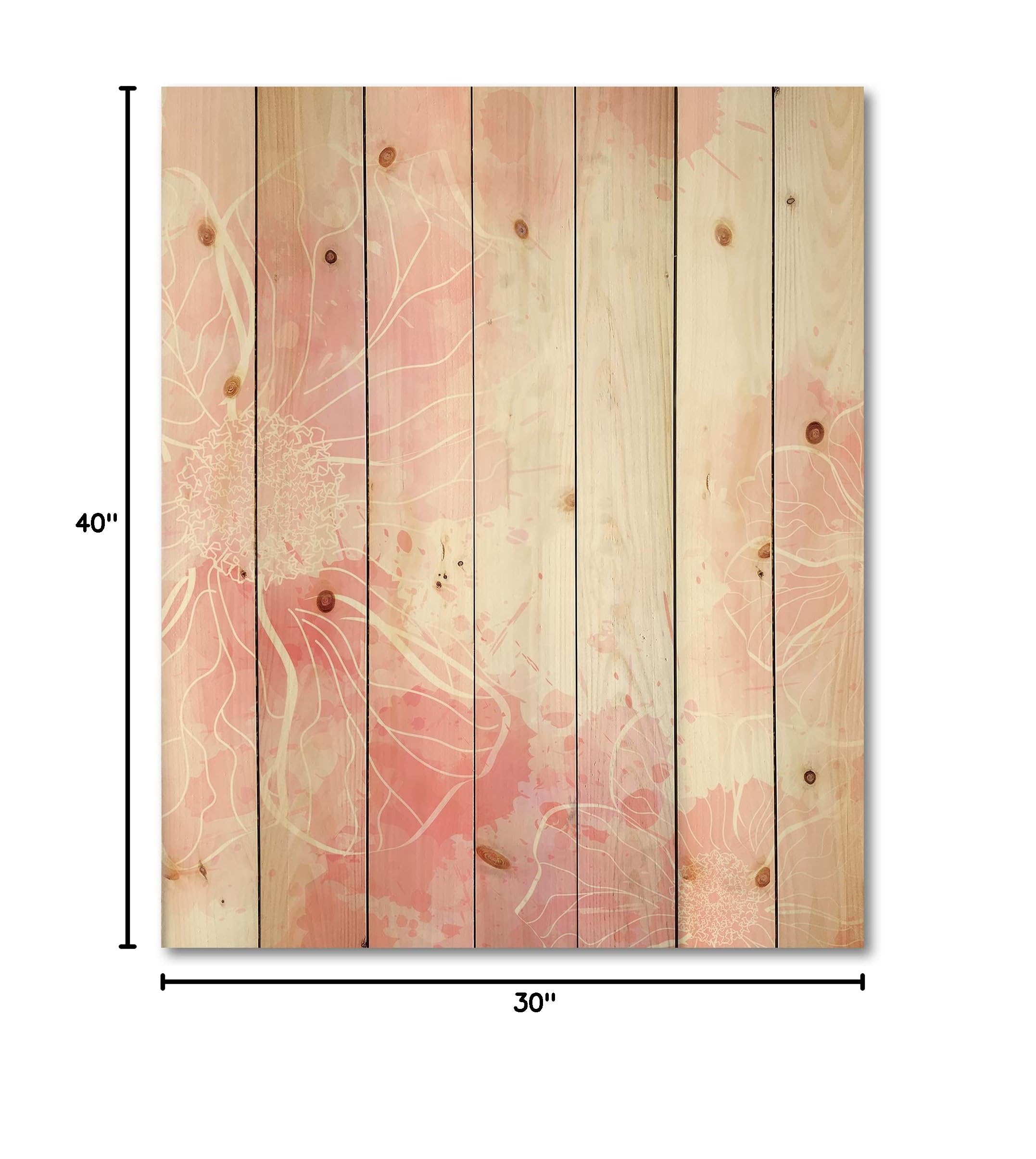 Abstract Pink Floral Wood Wall Art - Modern & Contemporary Large Wooden Wall Decor Panel - Handmade Pine Wood Wall Hanging for Living Room, Bedroom & Office Decor