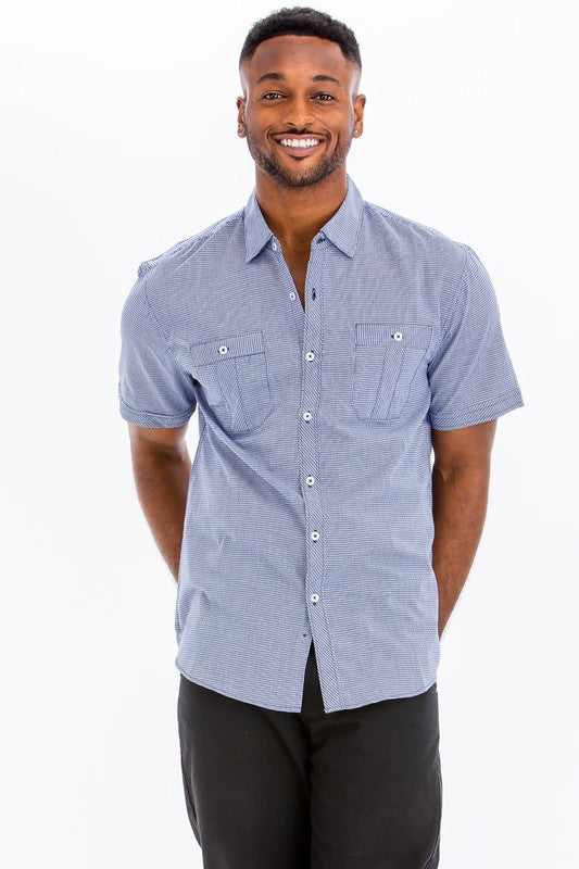Men's Short Sleeve Button Down Shirt - Casual Slim Fit Breathable Dress Shirt for Work, Office & Summer Outings