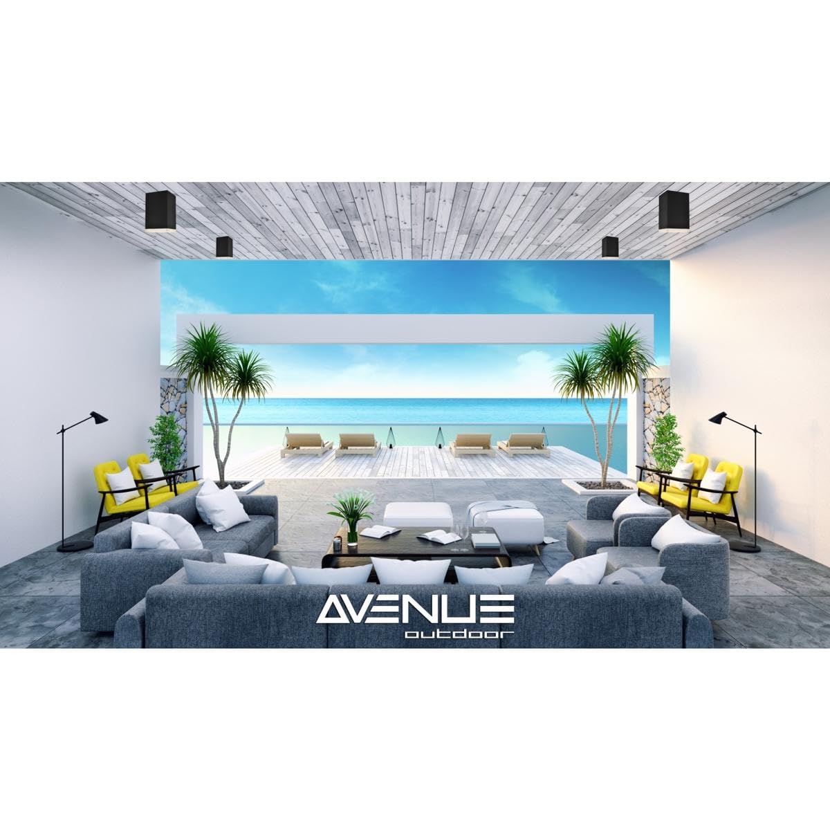 Avenue Collection AV9888-BLK Outdoor Ceiling Flush Mount Light Fixture - Waterproof LED Lighting for Patio, Porch, Garage & Backyard
