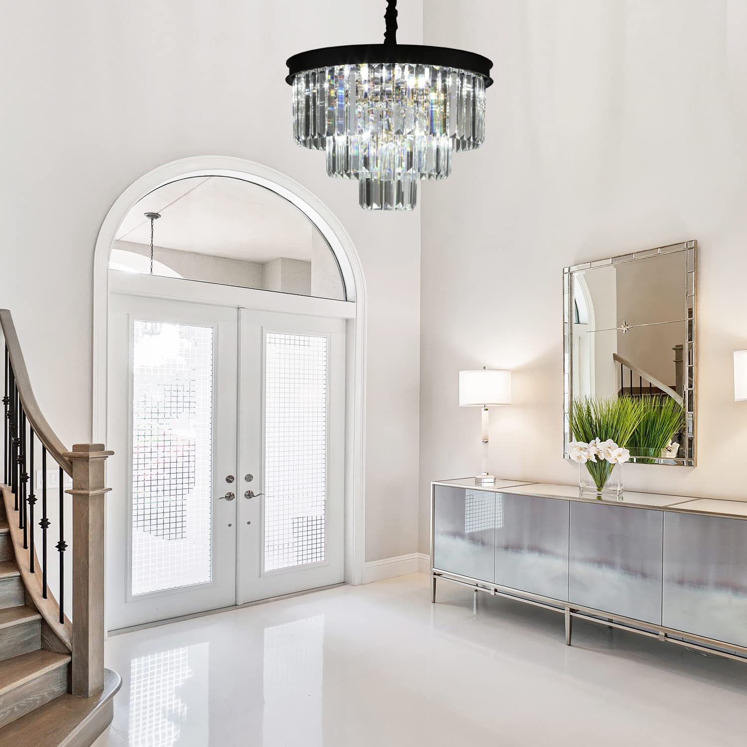 Modern Black Crystal Chandelier - 20