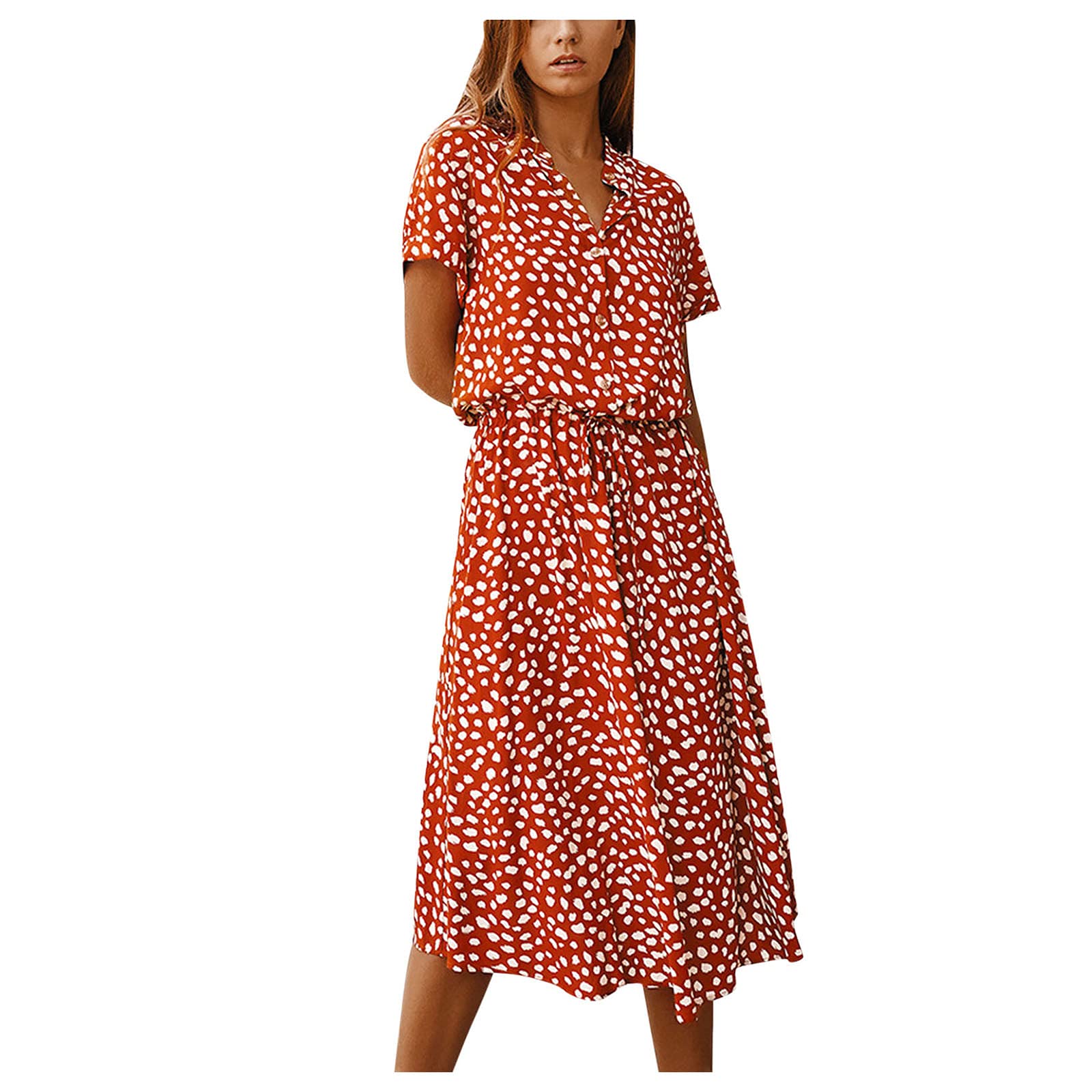 Women's Flowy Swing Tunic Dress - Summer Casual Short-Sleeve Dress with Irregular Print | Perfect for Beach Outings, Vacation Wear & Everyday Comfort