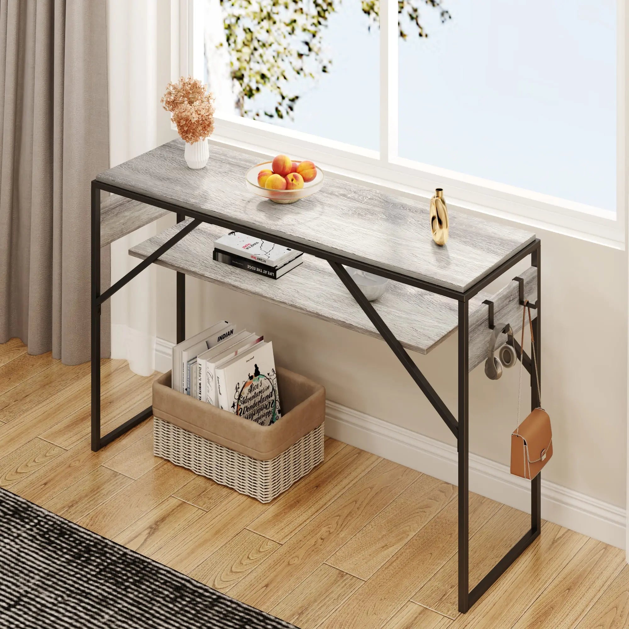 Bestier Modern Console Table for Entryway - 55 Inch Hallway Sofa Table with Storage Shelf, Farmhouse Style Wooden Entry Table for Living Room, Bedroom & Foyer Decor