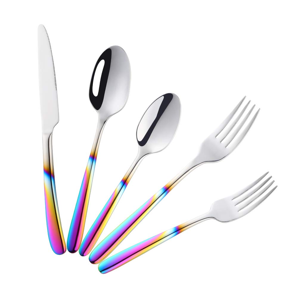 Premium Stainless Steel Flatware Set - 24-Piece Gradient Gold Silverware (Forks, Spoons, Knives) for 4 People - Elegant Dinnerware for Restaurants, Weddings & Home Dining - Dishwasher Safe Durable Cutlery Set