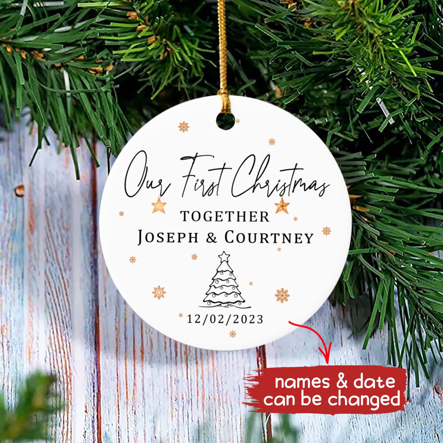 Personalized Couples Christmas Ornament 2025 - Custom First Christmas Together Keepsake Gift for Newlyweds - Perfect for Holiday Tree Decor & Romantic Anniversary Present