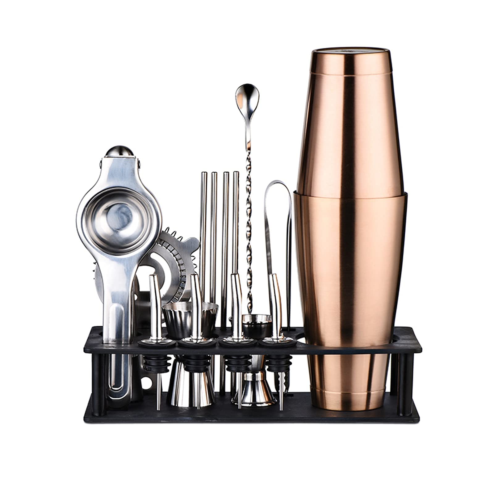 17-Piece Stainless Steel Cocktail Shaker Set - Professional Bartender Kit with Bar Tools for Mixing Drinks - Perfect for Home Bars, Parties & Cocktail Making (Color: C)
