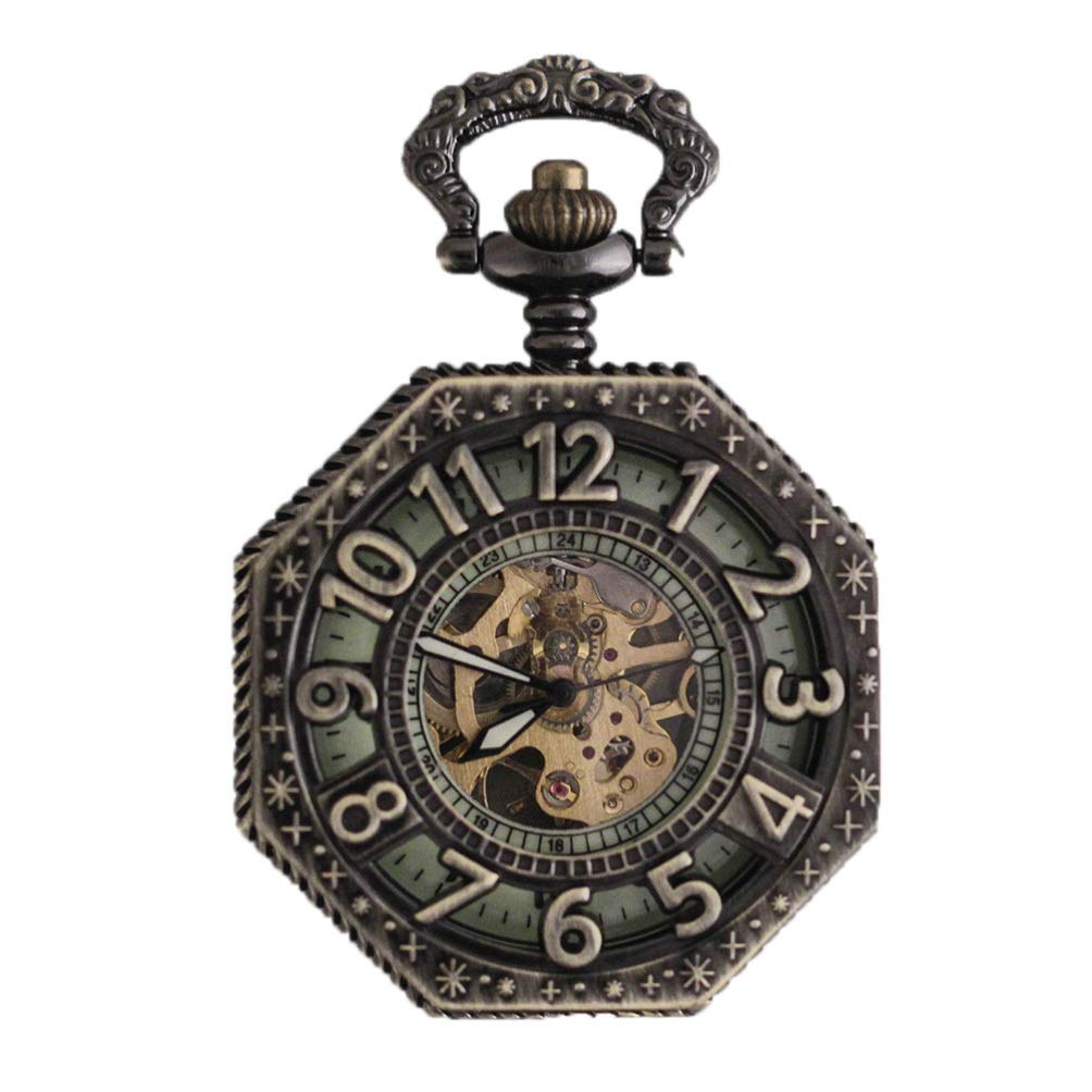 Vintage Steampunk Pocket Watch with Chain - Personalized Retro Mechanical Hollow Watch for Men, Bronze Color - Perfect Gift for Christmas, Cosplay & Collector's Display