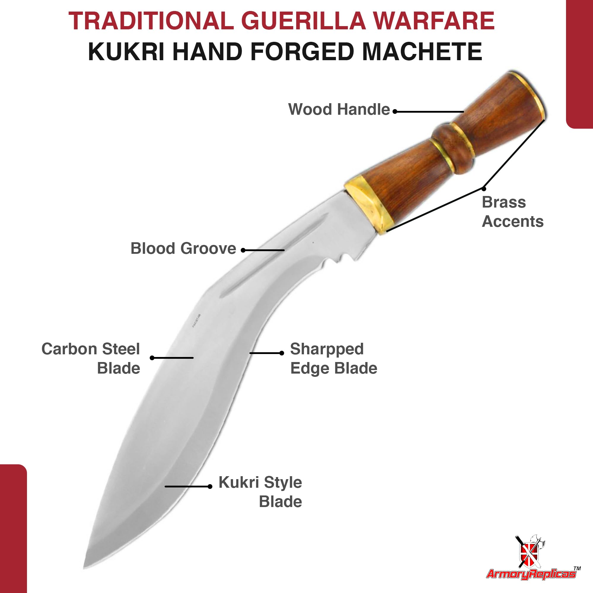 Authentic Hand-Forged Kukri Machete - Traditional Gurkha Knife for Outdoor Survival, Camping & Bushcraft | High Carbon Steel Blade