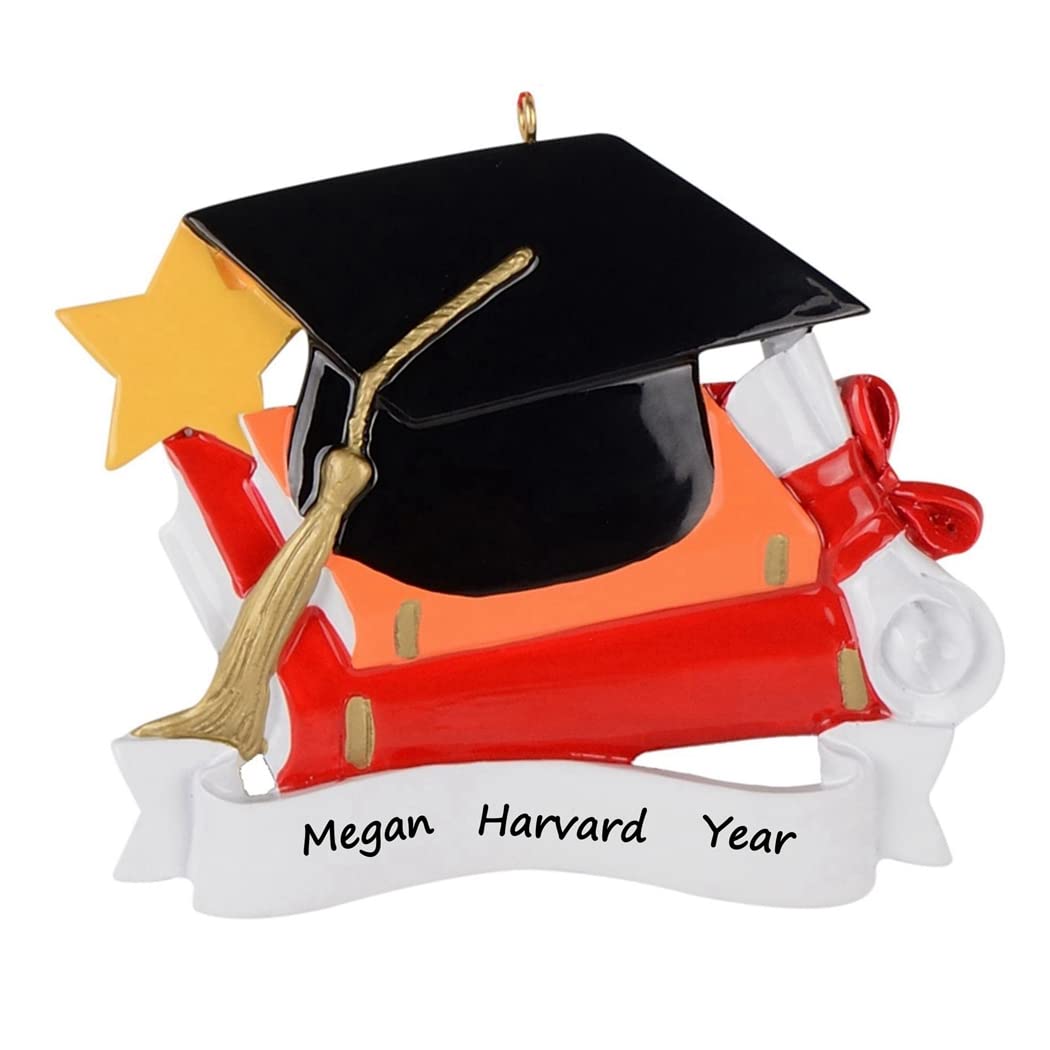 2025 Personalized Graduation Cap Ornament with Books - Custom Keepsake Gift for High School, Masters, PhD, Engineering & Law Graduates - Perfect for Graduation Party Decor & Memory Box