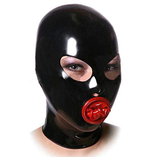 Breathable Latex Mask with Oral Sheath - Seamless Gummy Rubber Hood & Condom for Erotic Play | Perfect for BDSM, Roleplay & Sensual Exploration