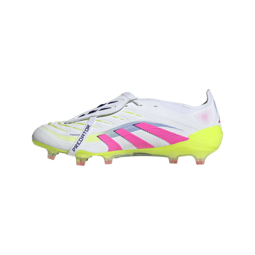 Adidas Predator Elite FG Soccer Cleats - Fold Over Tongue Design, Cloud White/Lucid Pink/Lucid Lemon - Perfect for Competitive Matches & Training Sessions