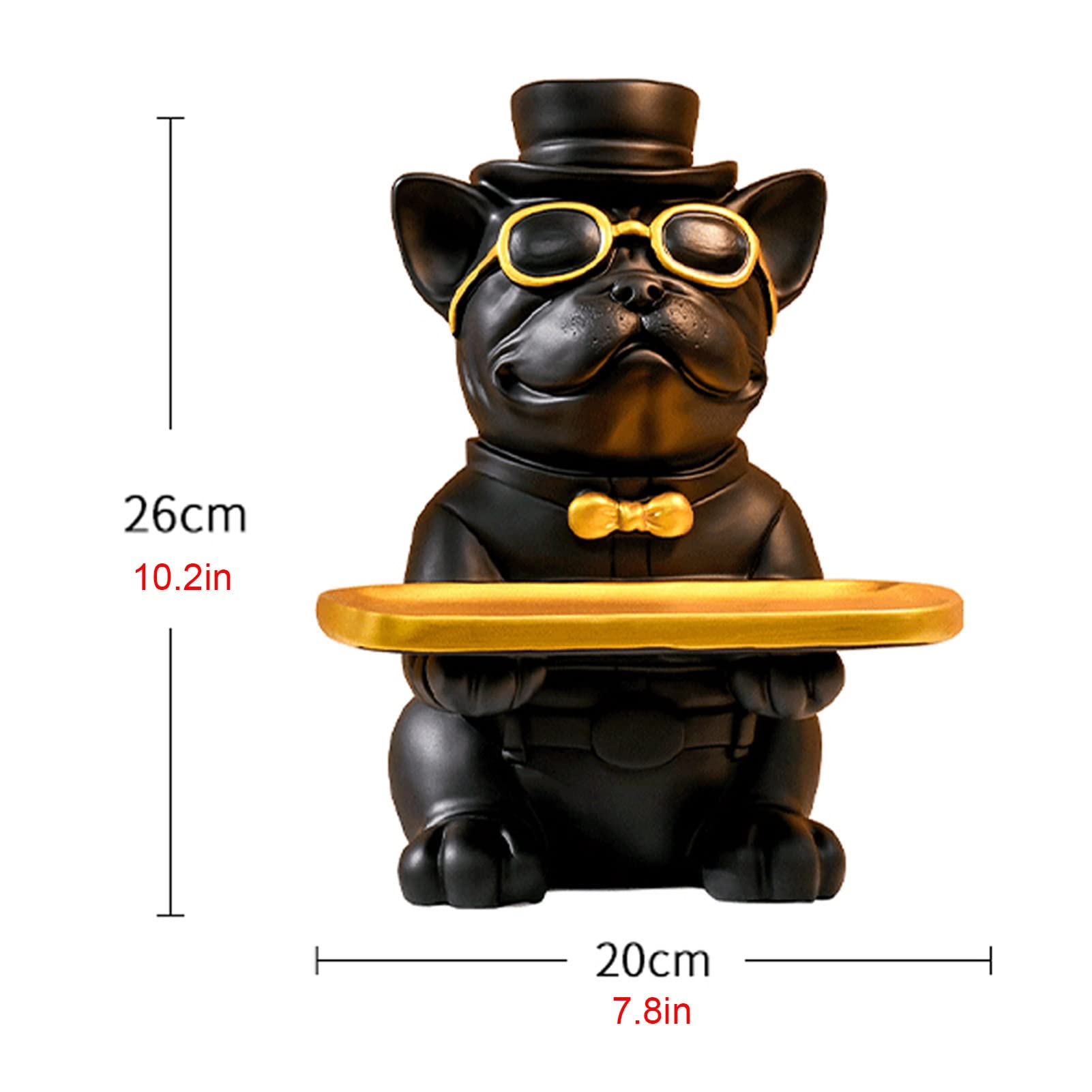 JKGHK Black Resin Storage Statue - Elegant Gentleman Dog Sculpture with Tray | Modern Home & Office Decoration | Desktop Organizer for Jewelry, Keys, Candy | Perfect Gift for Pet Lovers & Home Decor Enthusiasts