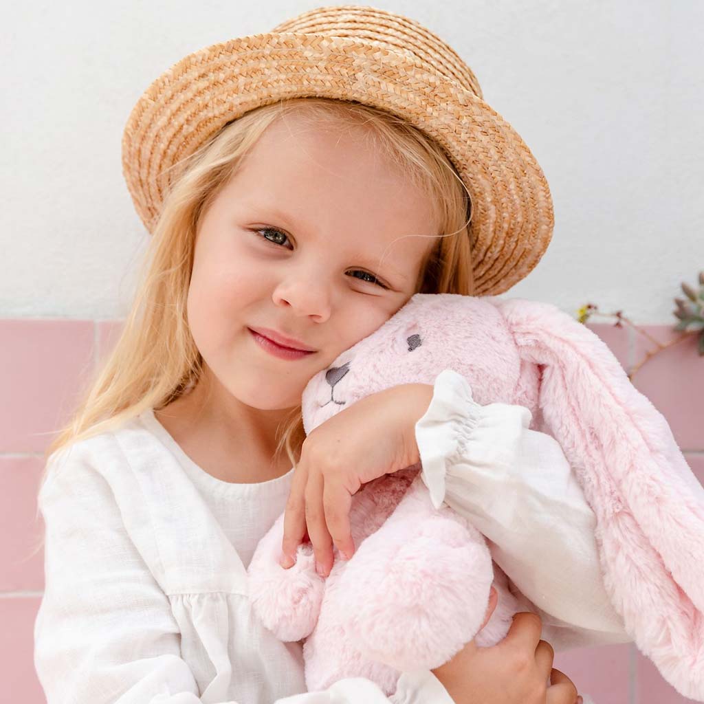 Adorable Pink Bunny Huggie Plush Toy - Soft Stuffed Animal for Kids, Perfect for Cuddling, Gifts, and Nursery Decor | Great for Birthdays, Easter, and Bedtime Comfort